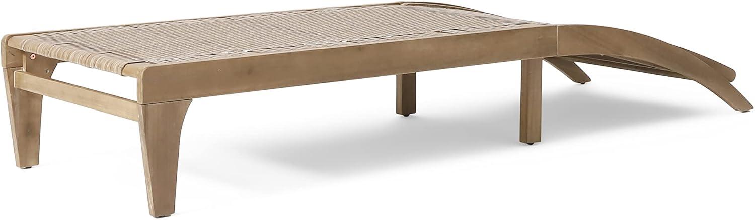 imageBenfield Outdoor Chaise Lounge Acacia Wood and Flat Wicker Light BrownLight Multibrown Set of 2