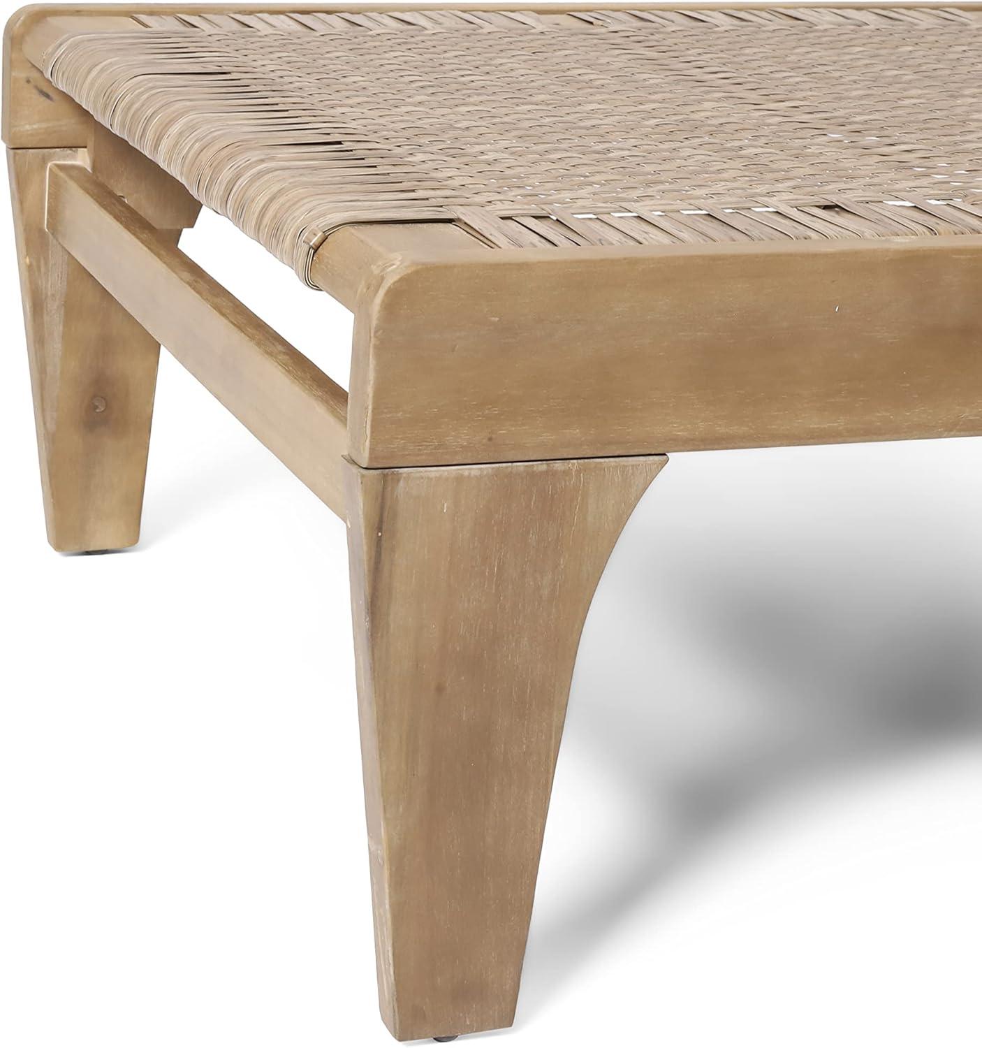 imageBenfield Outdoor Chaise Lounge Acacia Wood and Flat Wicker Light BrownLight Multibrown Set of 2