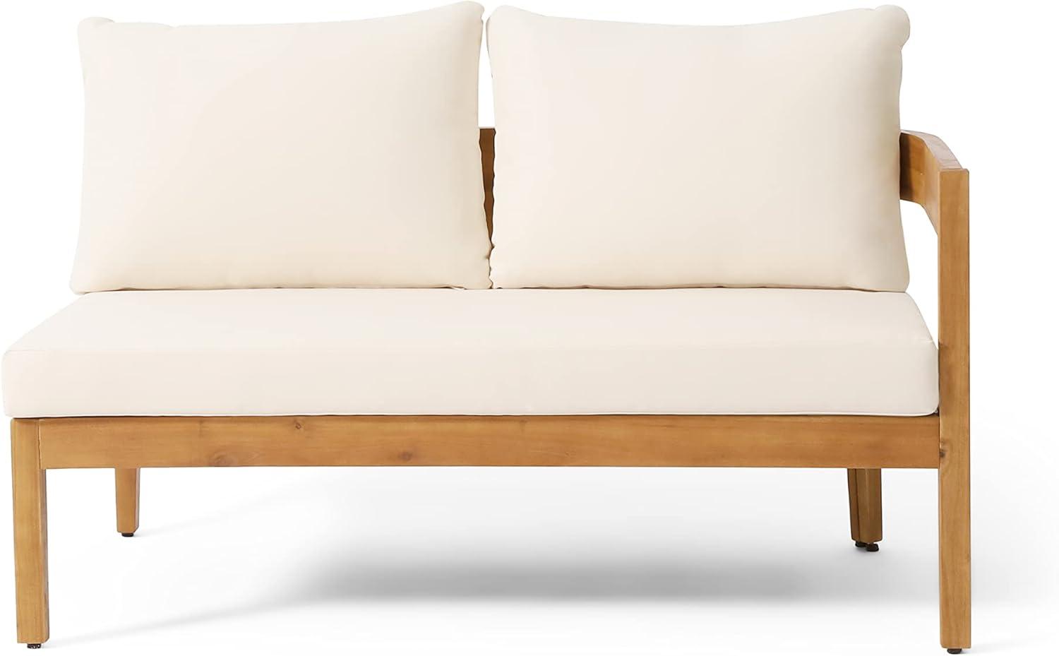 imageBrooklyn Outdoor 5 Seater Sectional Sofa Chat Set with Cushions Acacia Wood TeakBeige