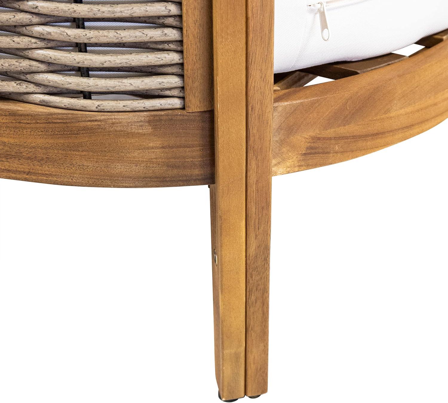 imageCHRISTOPHER KNIGHT HOME Burchett Outdoor 4pc Chat Set Acacia Wood and Wicker TeakMixed BrownBeigeOutdoor Chat Set