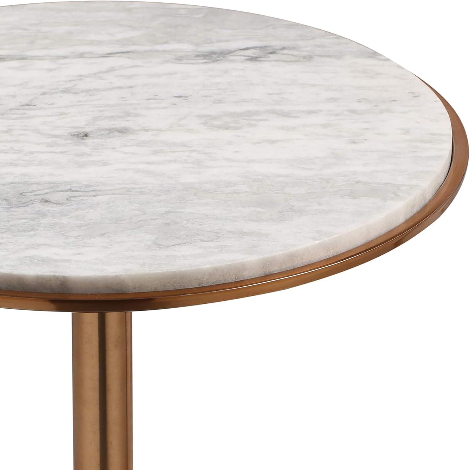 imageChristopher Knight Home Ale Round Accent Table Small End Table with Marble Top Aluminum Living Room Side Table with HalfDome Base Modern Bedside Table Space Saving Furniture Antique BrassWhite
