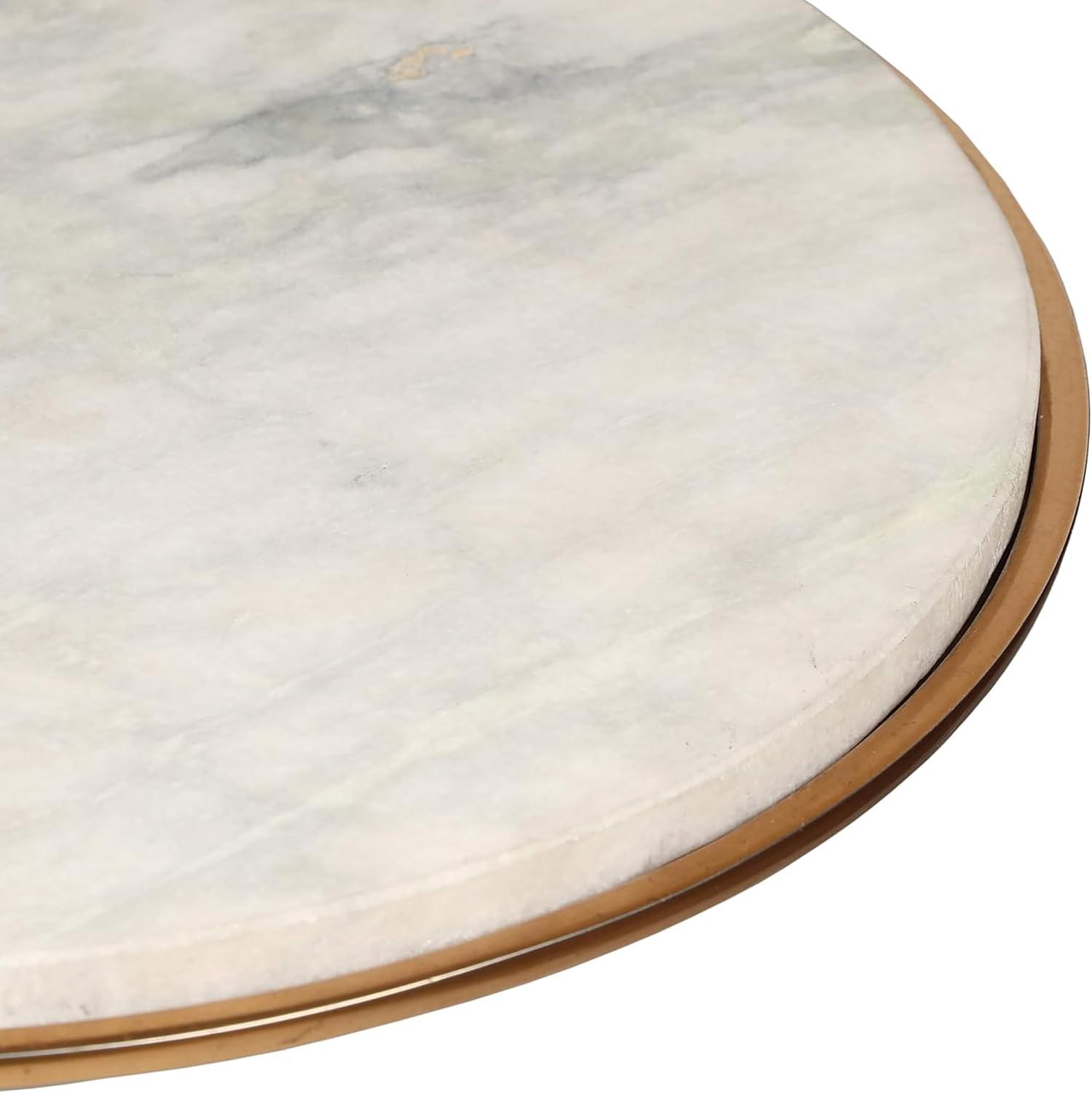 imageChristopher Knight Home Ale Round Accent Table Small End Table with Marble Top Aluminum Living Room Side Table with HalfDome Base Modern Bedside Table Space Saving Furniture Antique BrassWhite