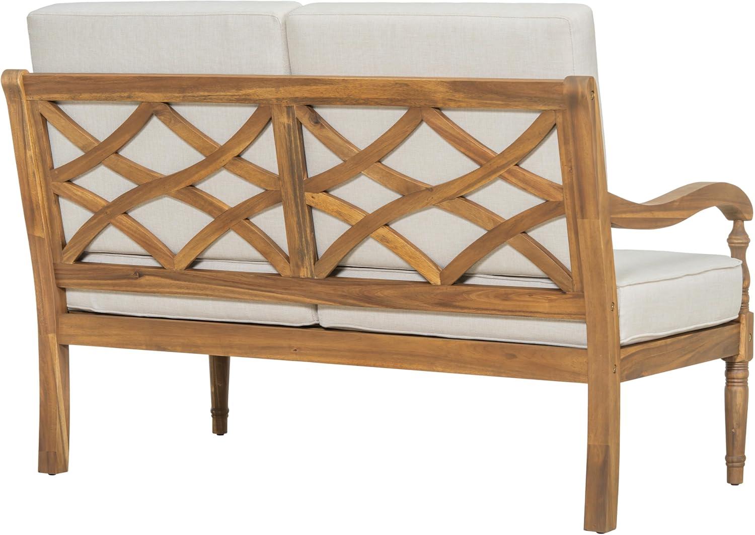 imageChristopher Knight Home Alice Acacia Wood Outdoor Loveseat Wooden Patio Loveseat Sofa Patio Furniture 2Seater Sofa with Thick Cushions Comfy Lounge Sofa Outdoor for 2 People Beige Natural