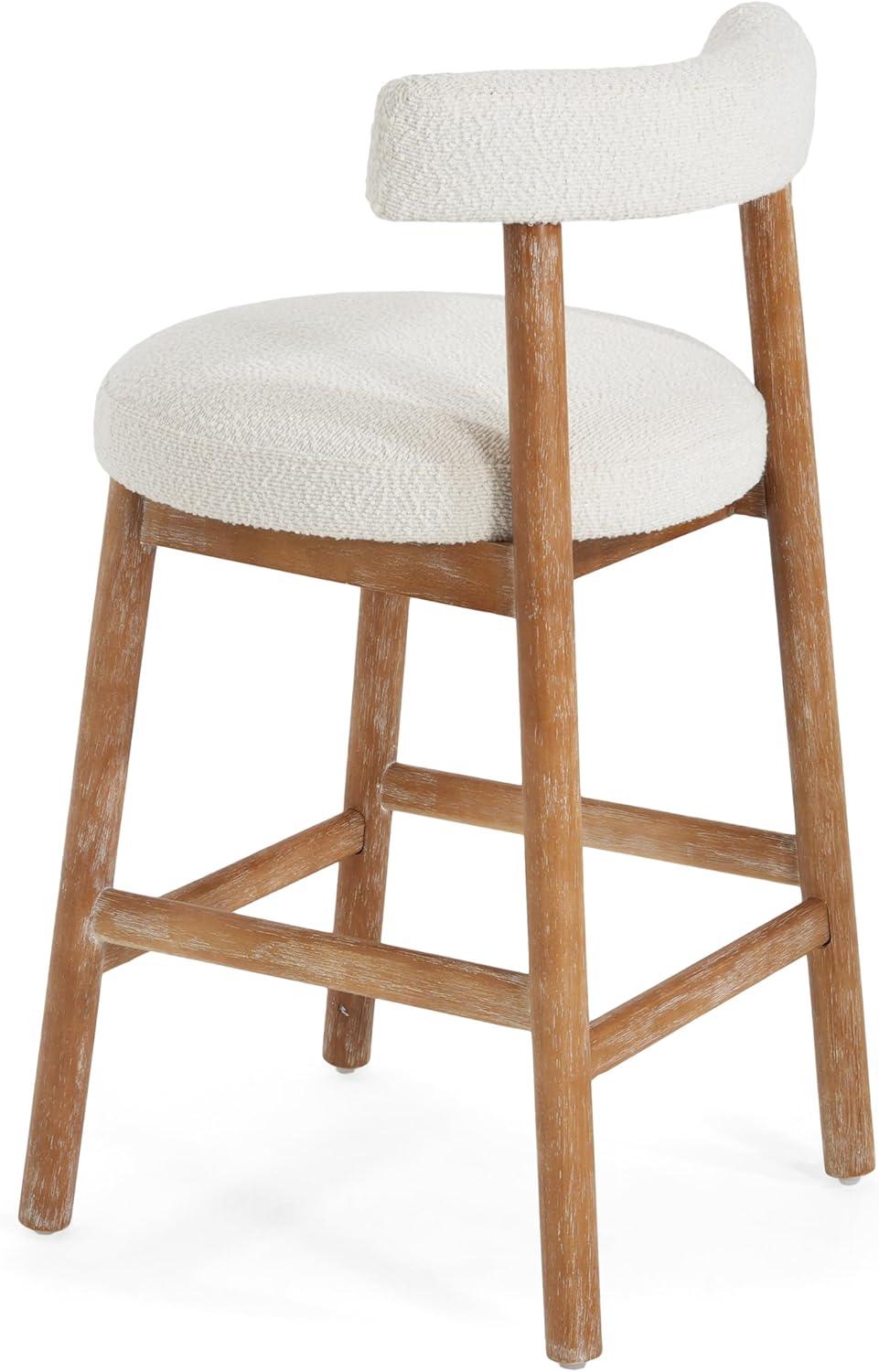 imageChristopher Knight Home Annes Counter Height Bar Stools Set of 2 Boucle Fabric Round Bar Stool for Kitchen Island Wooden Dining Room Chair Counter Stool with Footrest NaturalMilky WhiteNaturalmilky White