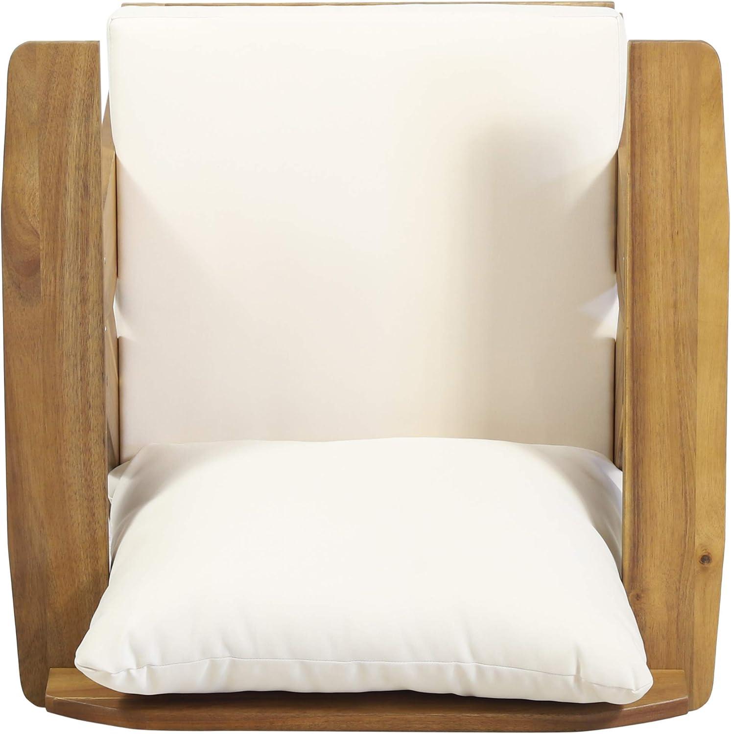 imageChristopher Knight Home Arcola Outdoor Club Chair with Cushion Acacia Wood TeakBeige Set of 2Chairs