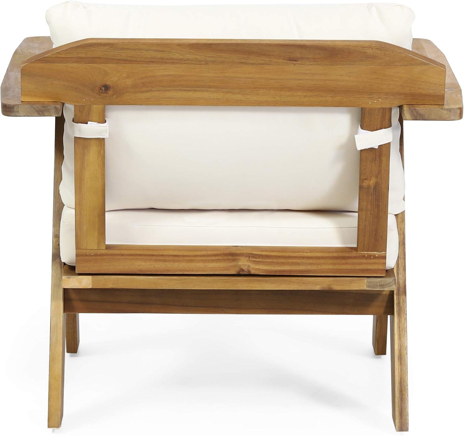 imageChristopher Knight Home Arcola Outdoor Club Chair with Cushion Acacia Wood TeakBeige Set of 2Chairs