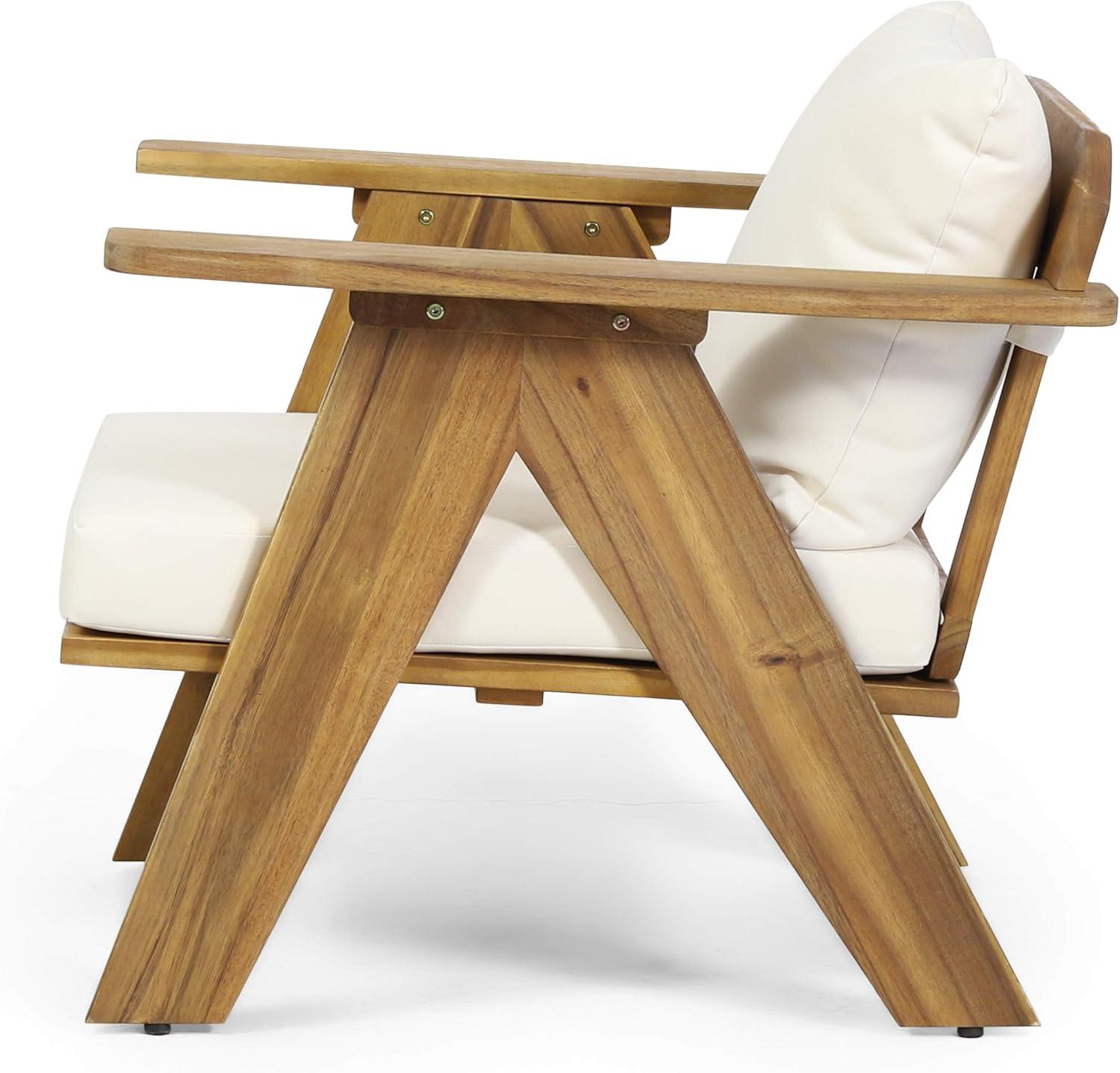 imageChristopher Knight Home Arcola Outdoor Club Chair with Cushion Acacia Wood TeakBeige Set of 2Chairs