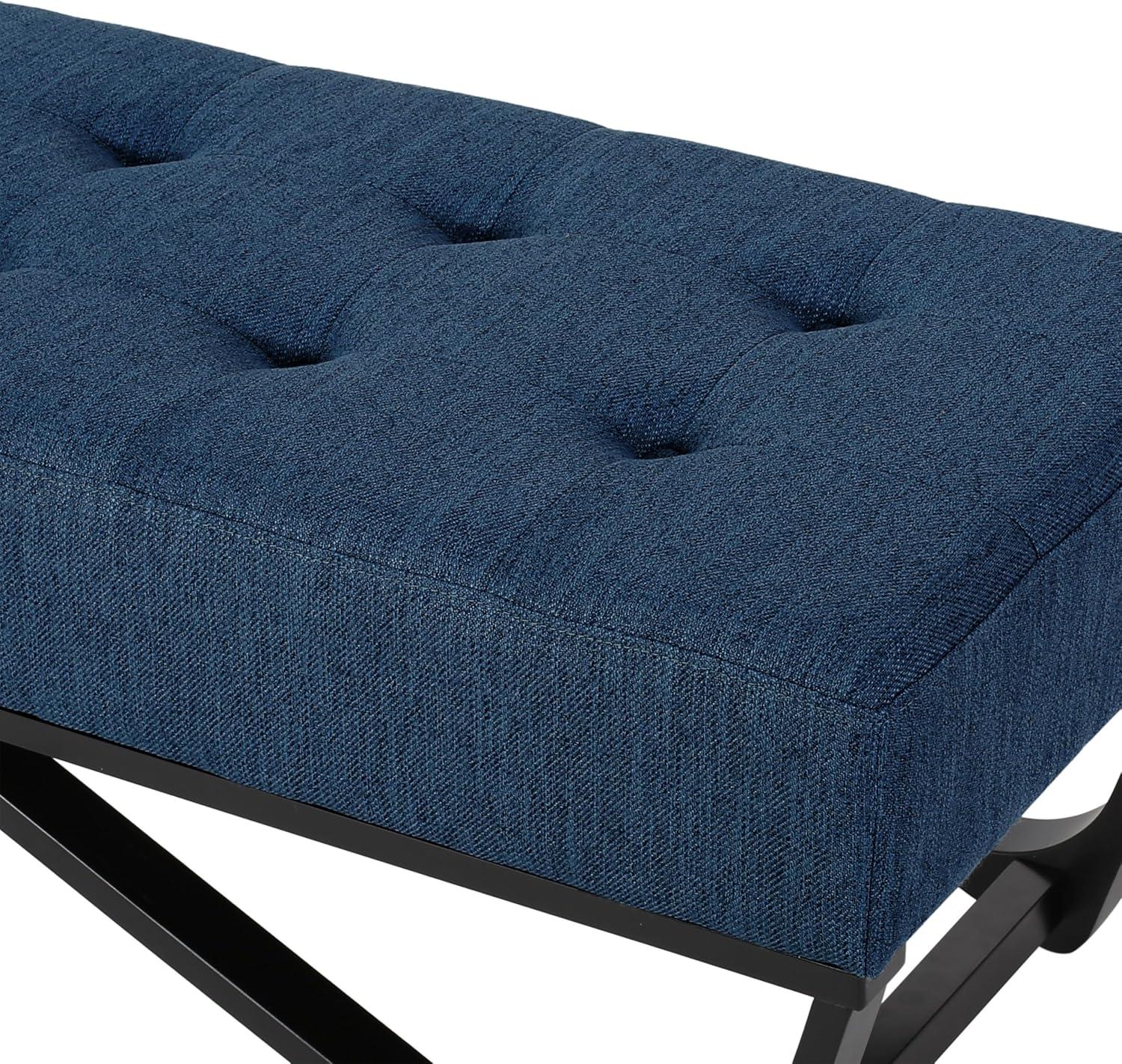 imageChristopher Knight Home Assis Upholstered Ottoman Bench Tufted Top Upholstered Ottoman Foot Stool for Bedroom Home Office Modern Coffee Table for Living Room Navy Blue