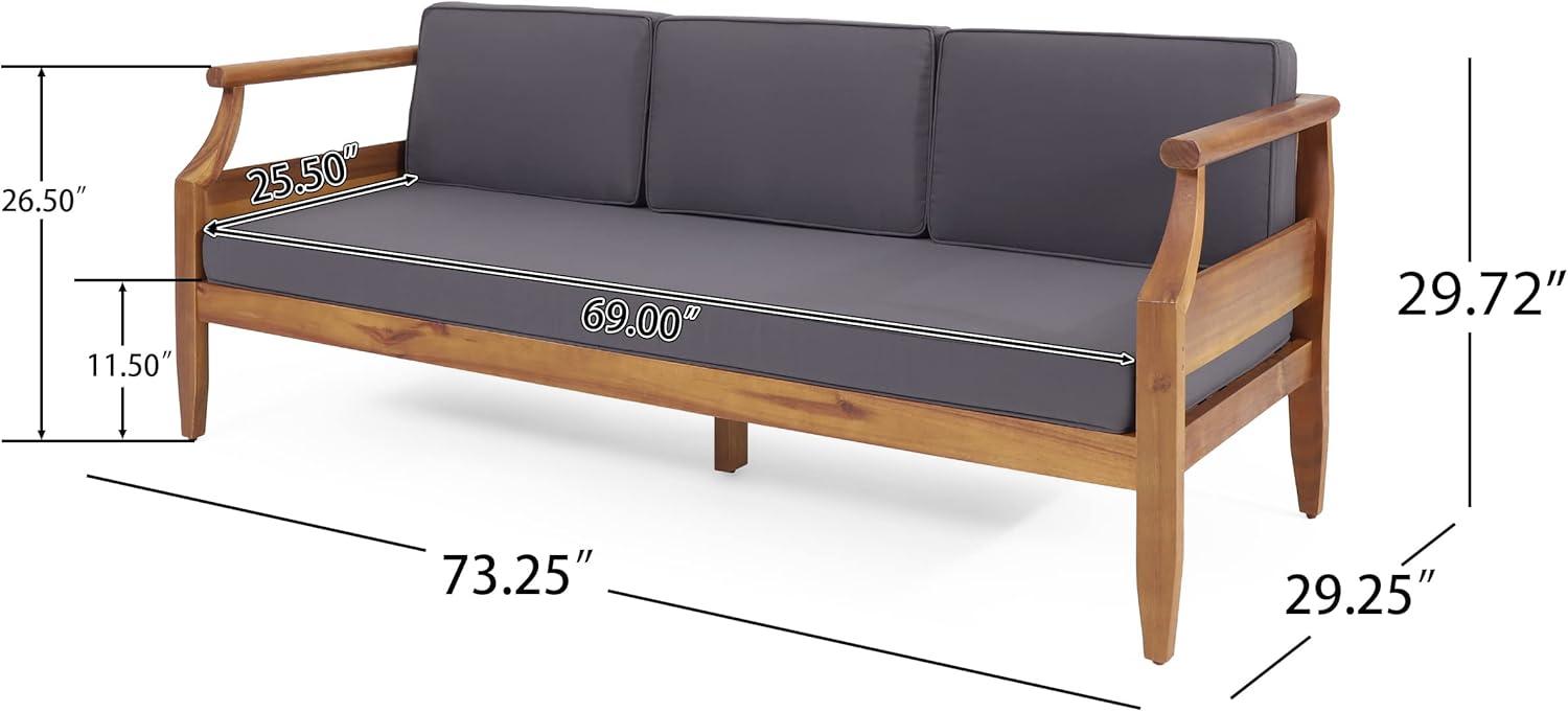 imageChristopher Knight Home Aston Outdoor 3 Seater Sofa Chat Set with Ottoman Acacia Wood TeakDark Gray