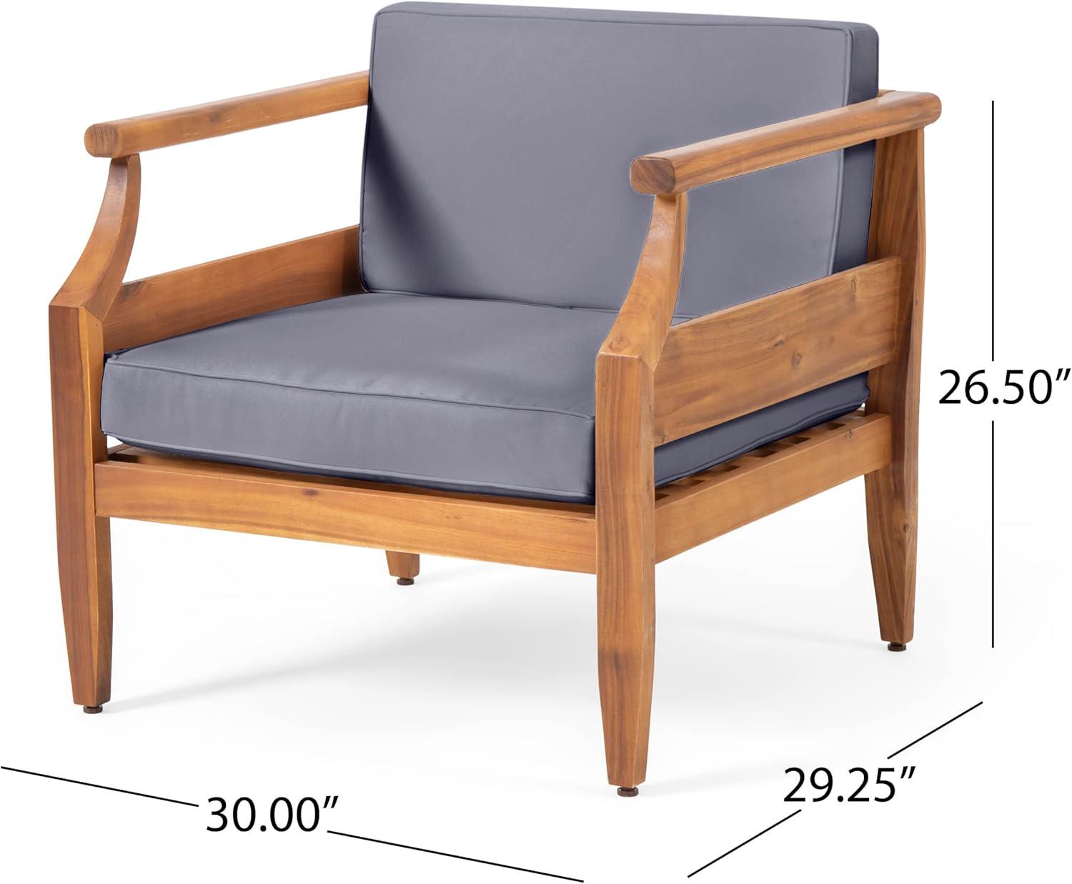 imageChristopher Knight Home Aston Outdoor 5 Seater Sectional Chat Set with Club Chair Acacia Wood TeakDark Gray