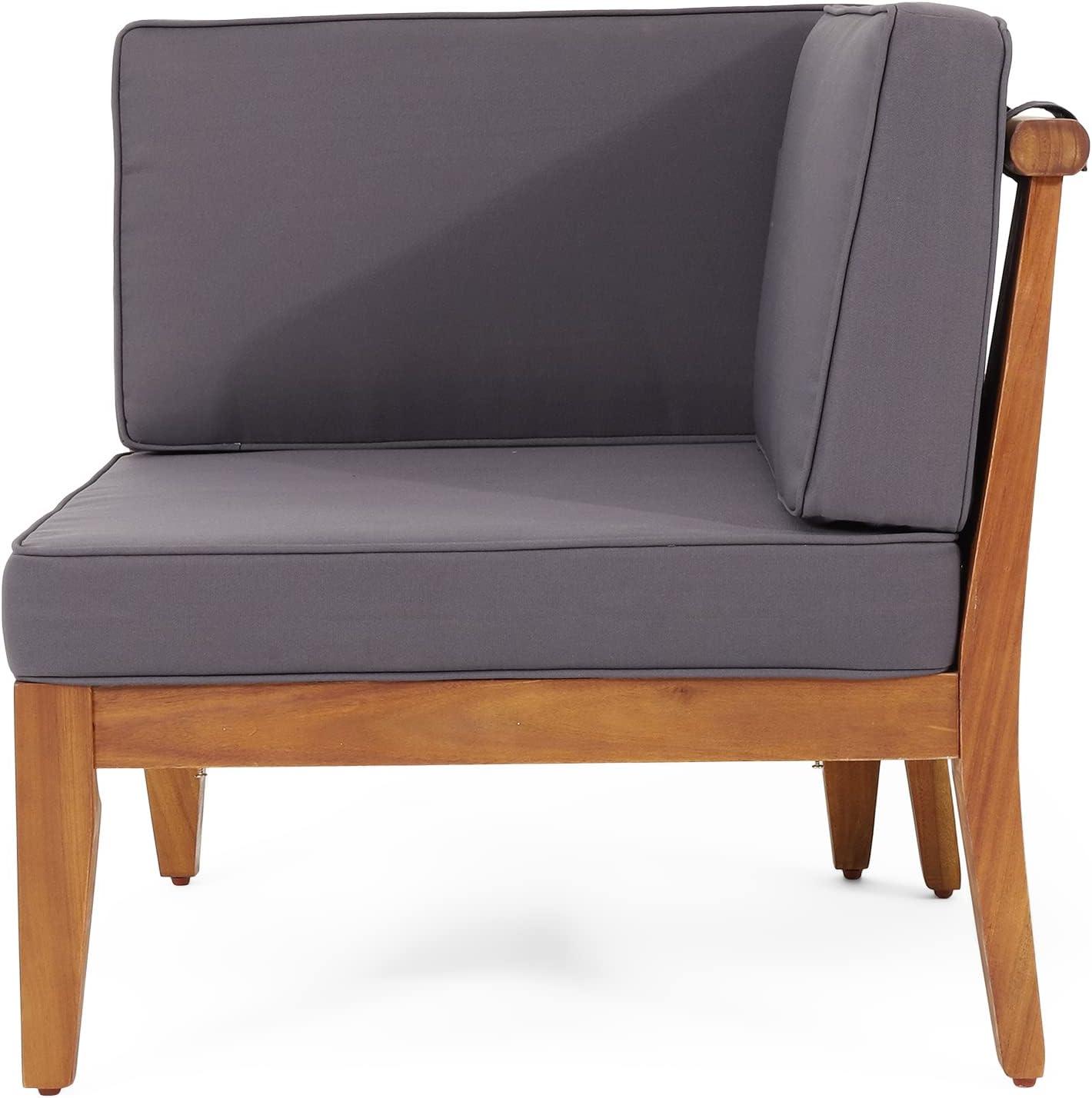 imageChristopher Knight Home Aston Outdoor 5 Seater Sectional Chat Set with Club Chair Acacia Wood TeakDark Gray
