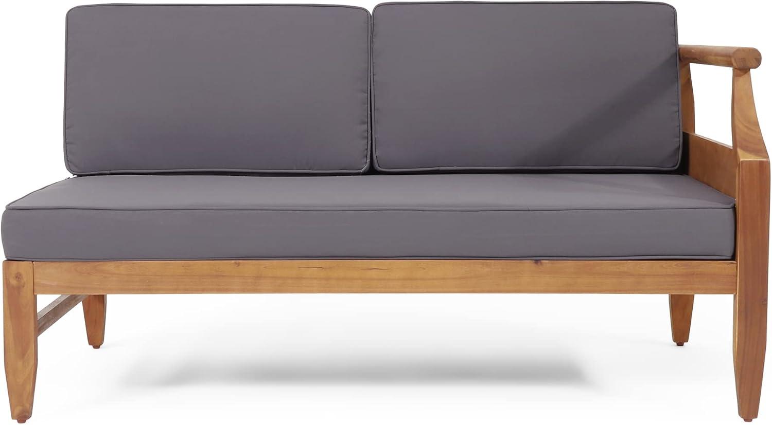 imageChristopher Knight Home Aston Outdoor 5 Seater Sectional Chat Set with Club Chair Acacia Wood TeakDark Gray