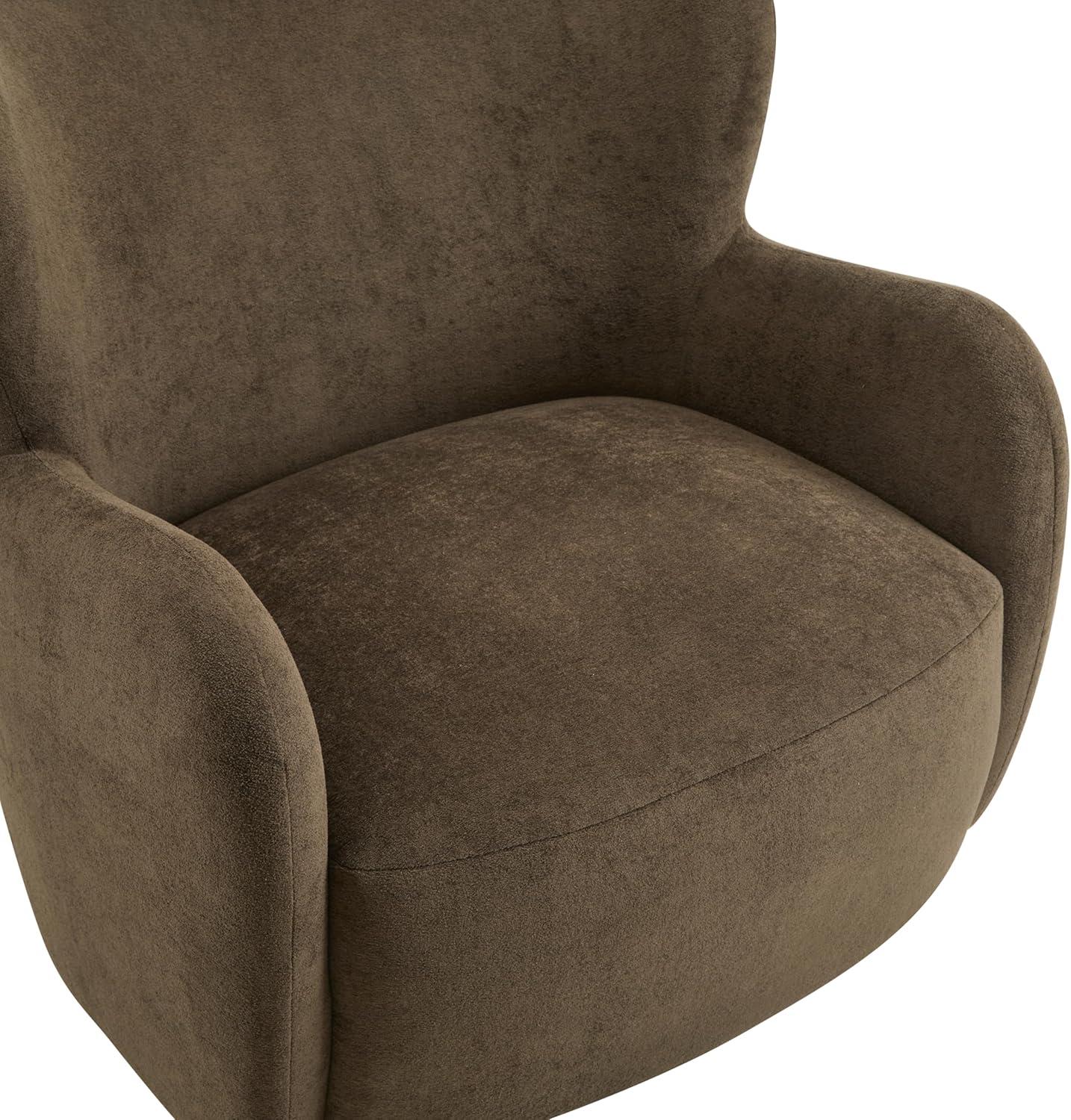 imageChristopher Knight Home Auden Wingback Accent Chair Fabric Club Chair Velvet Upholstered Armchair Curved Backrest Single Sofa Soft Cushion Seating Reading Lounge Chair for Living Room Brown
