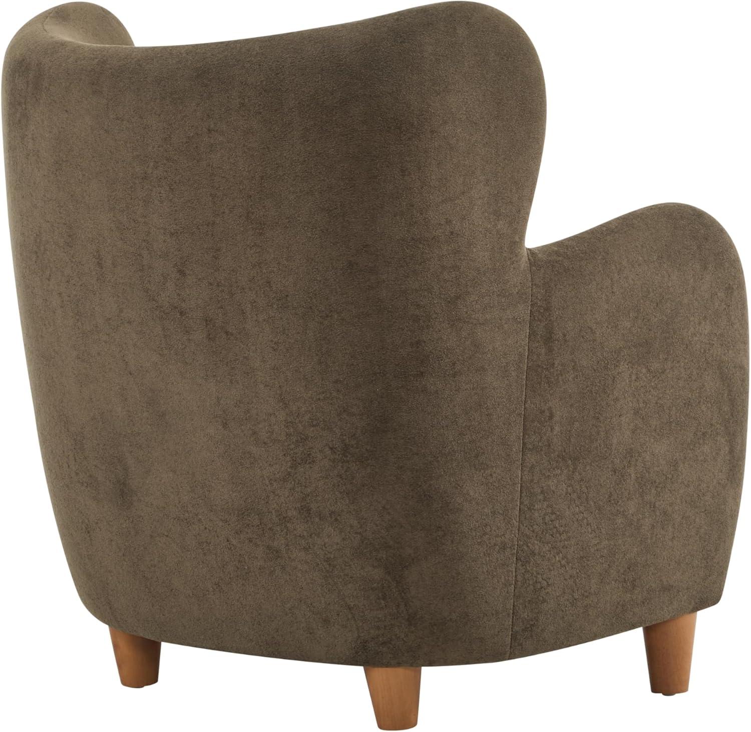 imageChristopher Knight Home Auden Wingback Accent Chair Fabric Club Chair Velvet Upholstered Armchair Curved Backrest Single Sofa Soft Cushion Seating Reading Lounge Chair for Living Room Brown