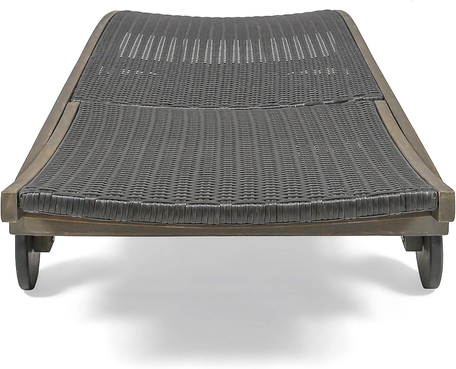 imageChristopher Knight Home Banzai Outdoor Wicker and Wood Adjustable Chaise Lounge with PullOut Tray Set of 4