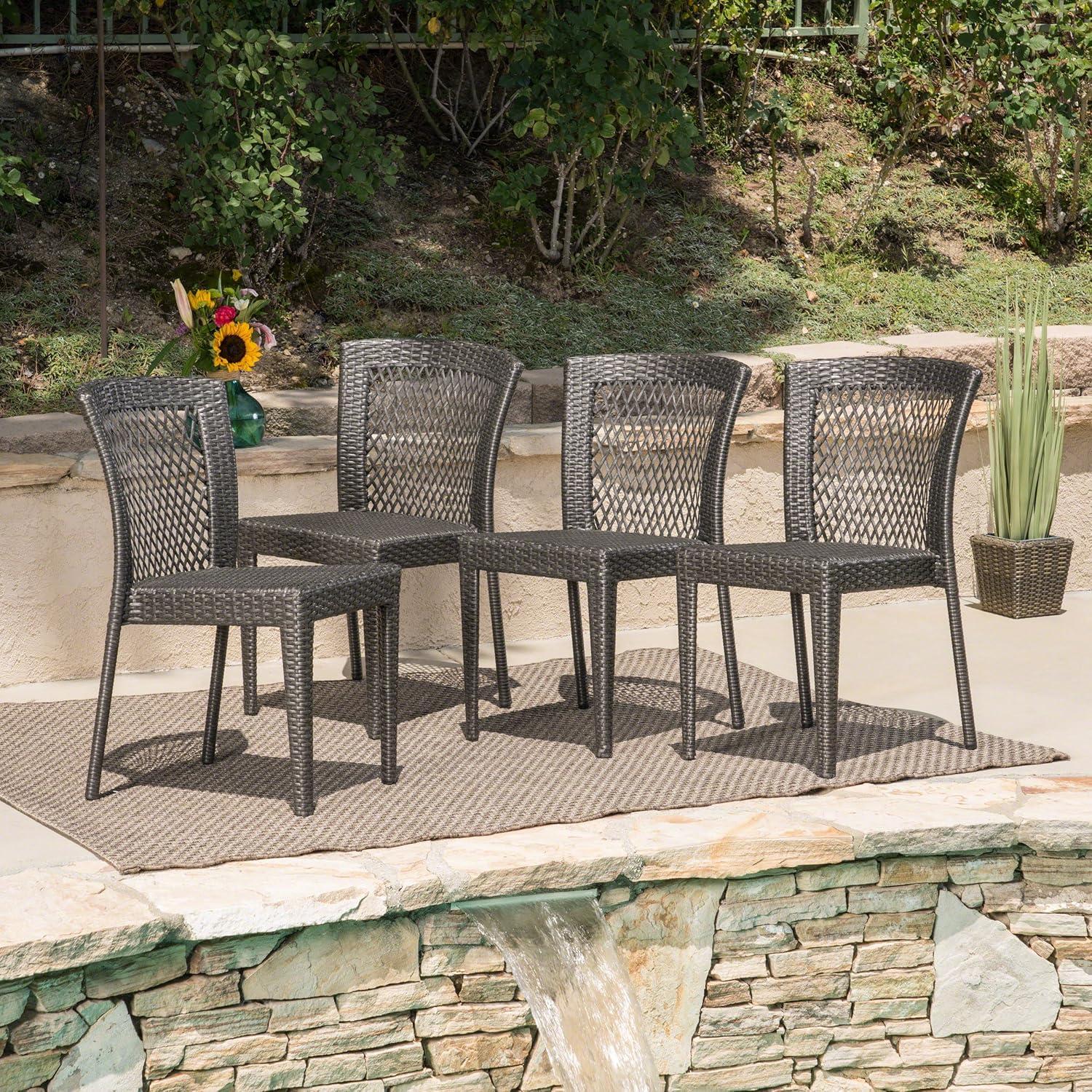 imageChristopher Knight Home Bonnie Outdoor Wicker Dining Chairs Set of 4 Grey