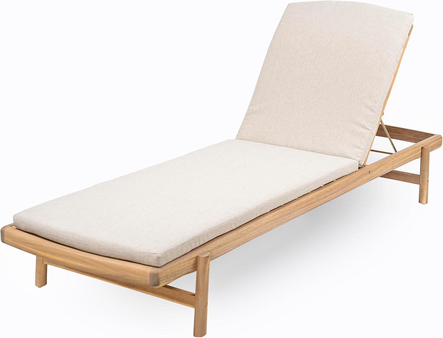 imageChristopher Knight Home Brolen Acacia Wood Chaise Lounge Chair Outdoor Set of 2 Patio Outdoor Chaise Lounge with Cushions Adjustable Backrest Lounge Sofa Wooden Sunbathing Pool Lounger TeakBeige