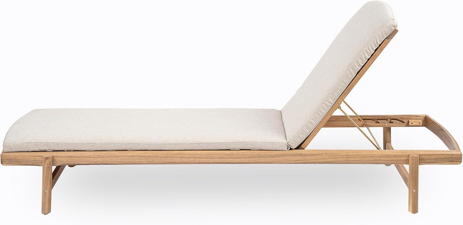 imageChristopher Knight Home Brolen Acacia Wood Chaise Lounge Chair Outdoor Set of 2 Patio Outdoor Chaise Lounge with Cushions Adjustable Backrest Lounge Sofa Wooden Sunbathing Pool Lounger TeakBeige