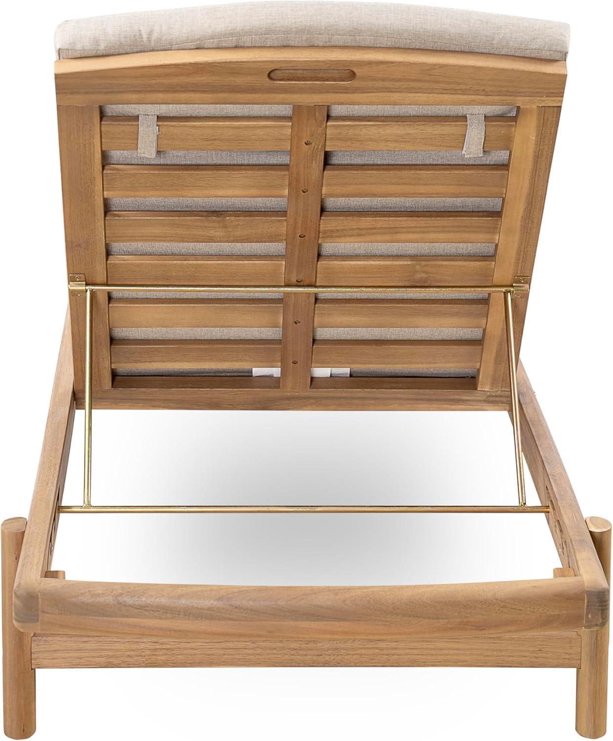 imageChristopher Knight Home Brolen Acacia Wood Chaise Lounge Chair Outdoor Set of 4 Patio Outdoor Chaise Lounge with Cushions Adjustable Backrest Lounge Sofa Wooden Sunbathing Pool Lounger TeakBeige