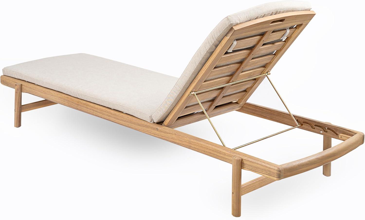 imageChristopher Knight Home Brolen Acacia Wood Chaise Lounge Chair Outdoor Set of 4 Patio Outdoor Chaise Lounge with Cushions Adjustable Backrest Lounge Sofa Wooden Sunbathing Pool Lounger TeakBeige