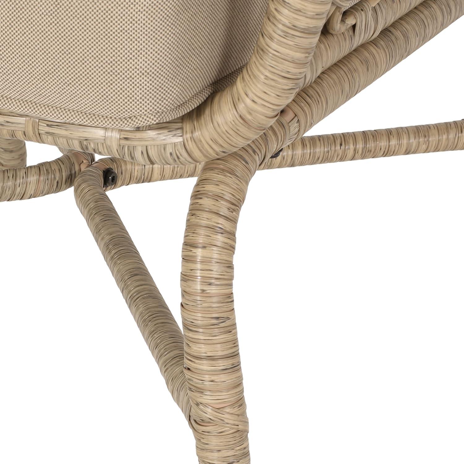 imageChristopher Knight Home Bruce Outdoor Club Chairs with Cushions Wicker Light BrownBeige Set of 2