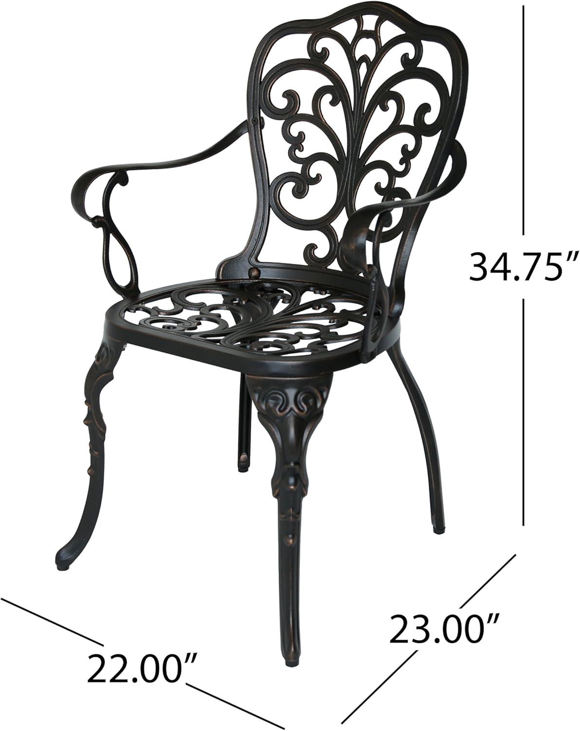 imageChristopher Knight Home Buddy Outdoor Cast Aluminum Dining Chair Set of 2 Shiny Copper