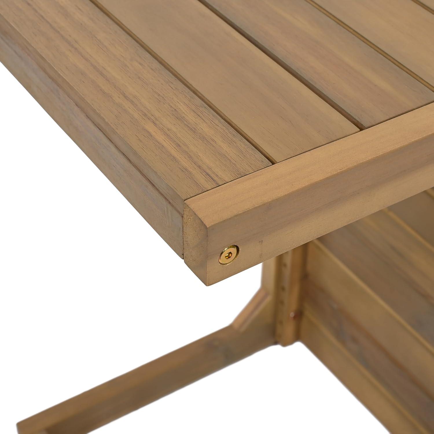 imageChristopher Knight Home CShaped End Table Acacia Wood Patio Side TablePatio Garden Stool Coffee End TableDecorative Table for Patio or BalconyBrownBrown Finish