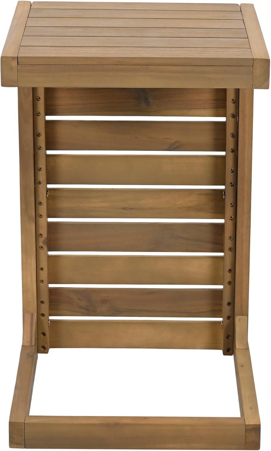 imageChristopher Knight Home CShaped End Table Acacia Wood Patio Side TablePatio Garden Stool Coffee End TableDecorative Table for Patio or BalconyBrownBrown Finish