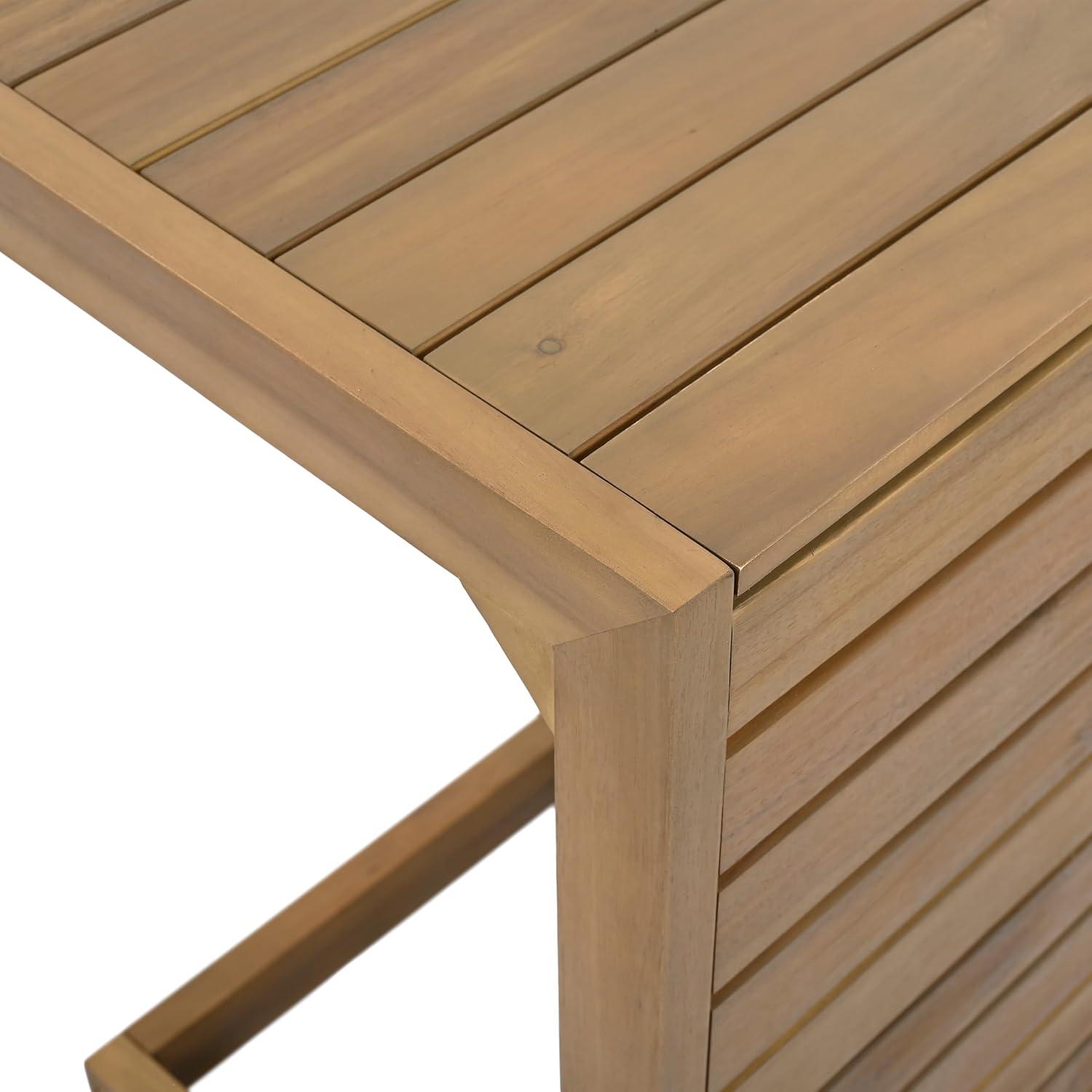 imageChristopher Knight Home CShaped End Table Acacia Wood Patio Side TablePatio Garden Stool Coffee End TableDecorative Table for Patio or BalconyBrownBrown Finish