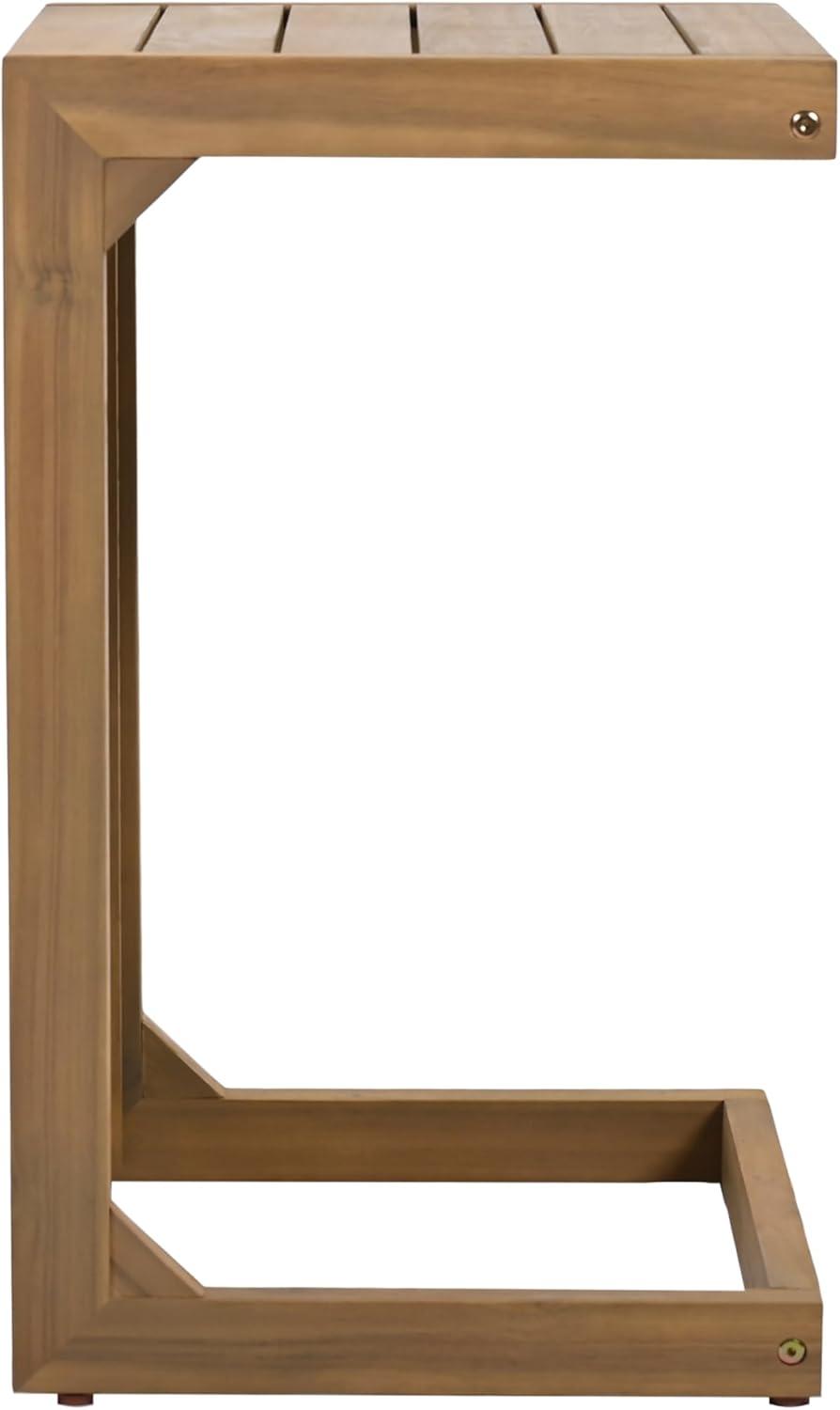 imageChristopher Knight Home CShaped End Table Acacia Wood Patio Side TablePatio Garden Stool Coffee End TableDecorative Table for Patio or BalconyBrownBrown Finish