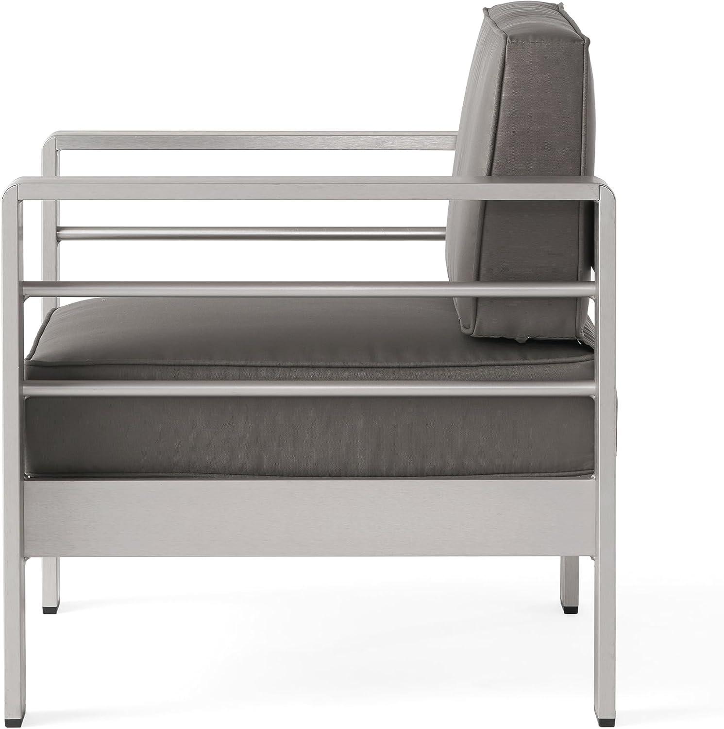 imageChristopher Knight Home Cape Coral Outdoor Aluminum Chat Set with Fire Table Khaki Light Grey