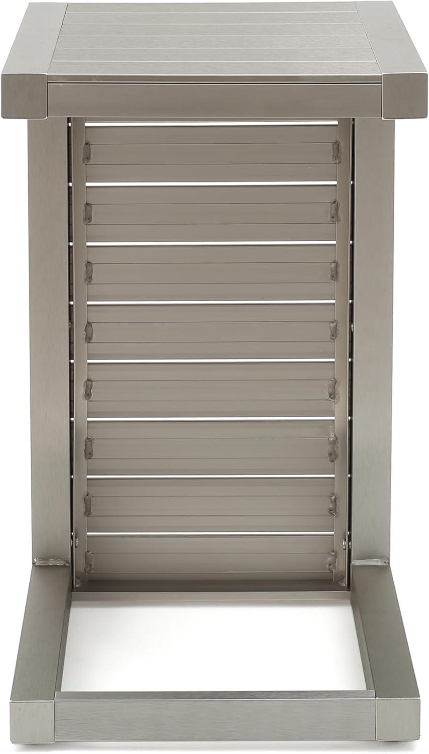 imageChristopher Knight Home Cape Coral Outdoor Aluminum Club Chairs with Side Table Khaki Silver