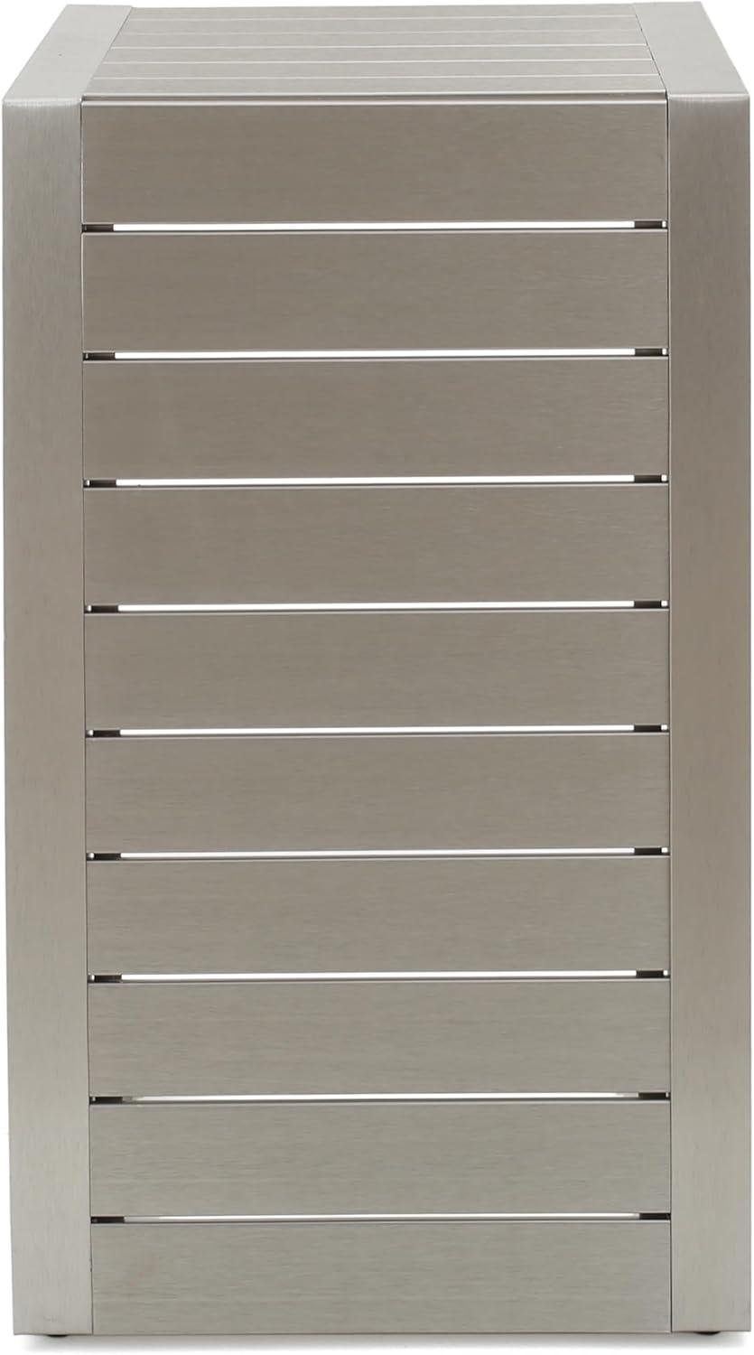 imageChristopher Knight Home Cape Coral Outdoor Aluminum Club Chairs with Side Table Khaki Silver