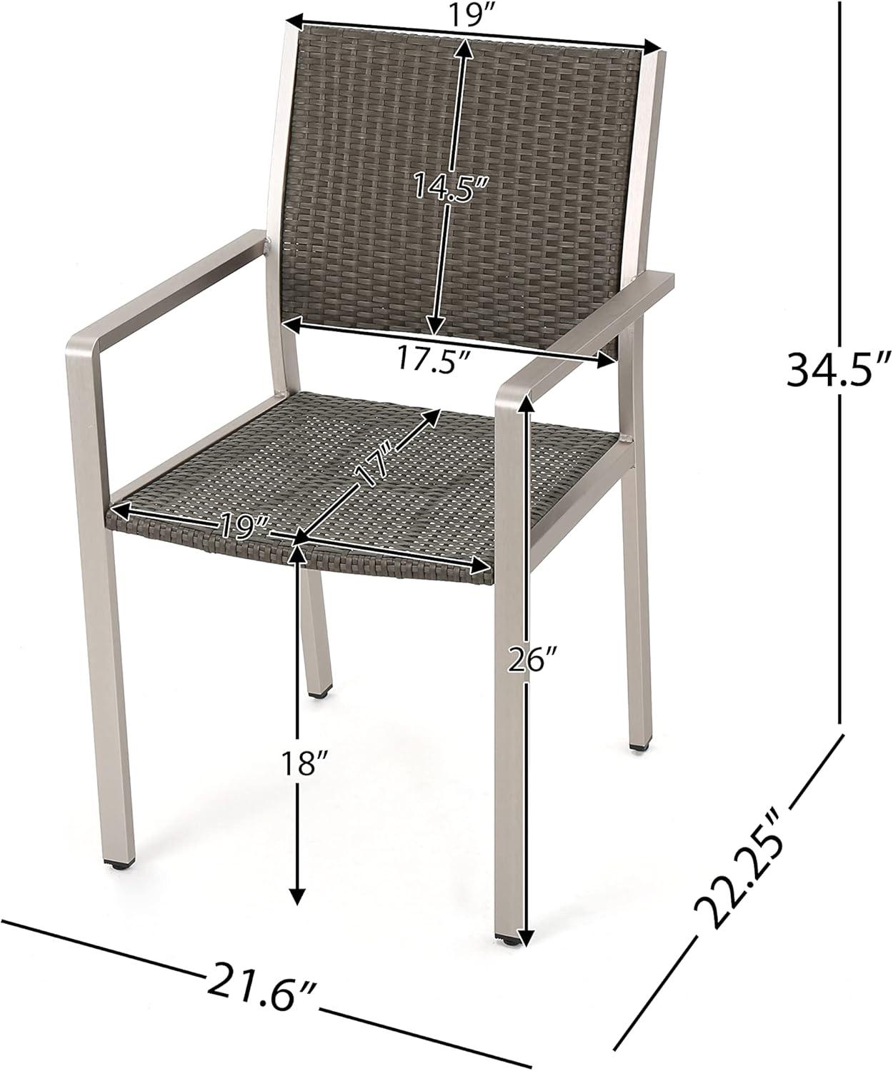 imageChristopher Knight Home Cape Coral Outdoor Aluminum and Wicker 4Seater Dining Set Silver and Gray