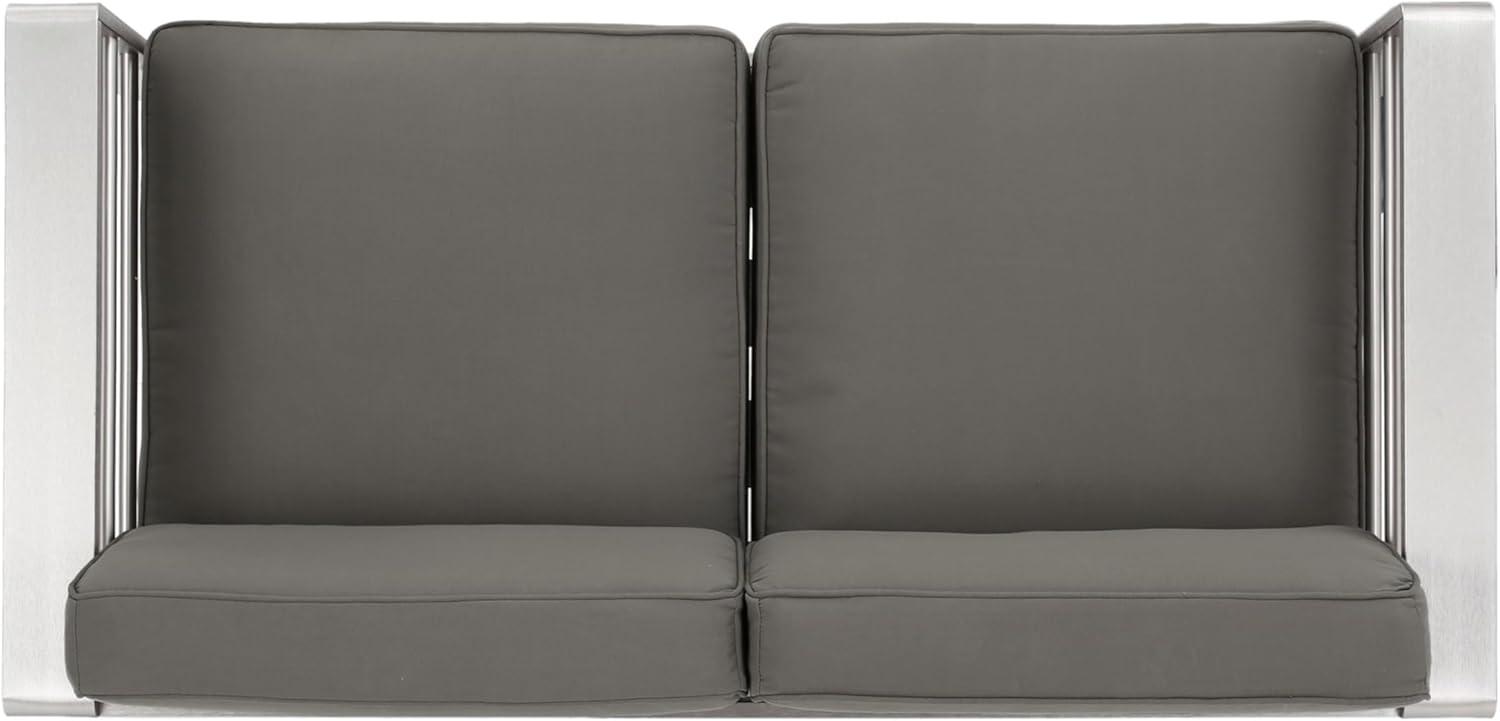 imageChristopher Knight Home Cape Coral Outdoor Chat Set with Fire Table 5Pcs Set Khaki Dark Grey