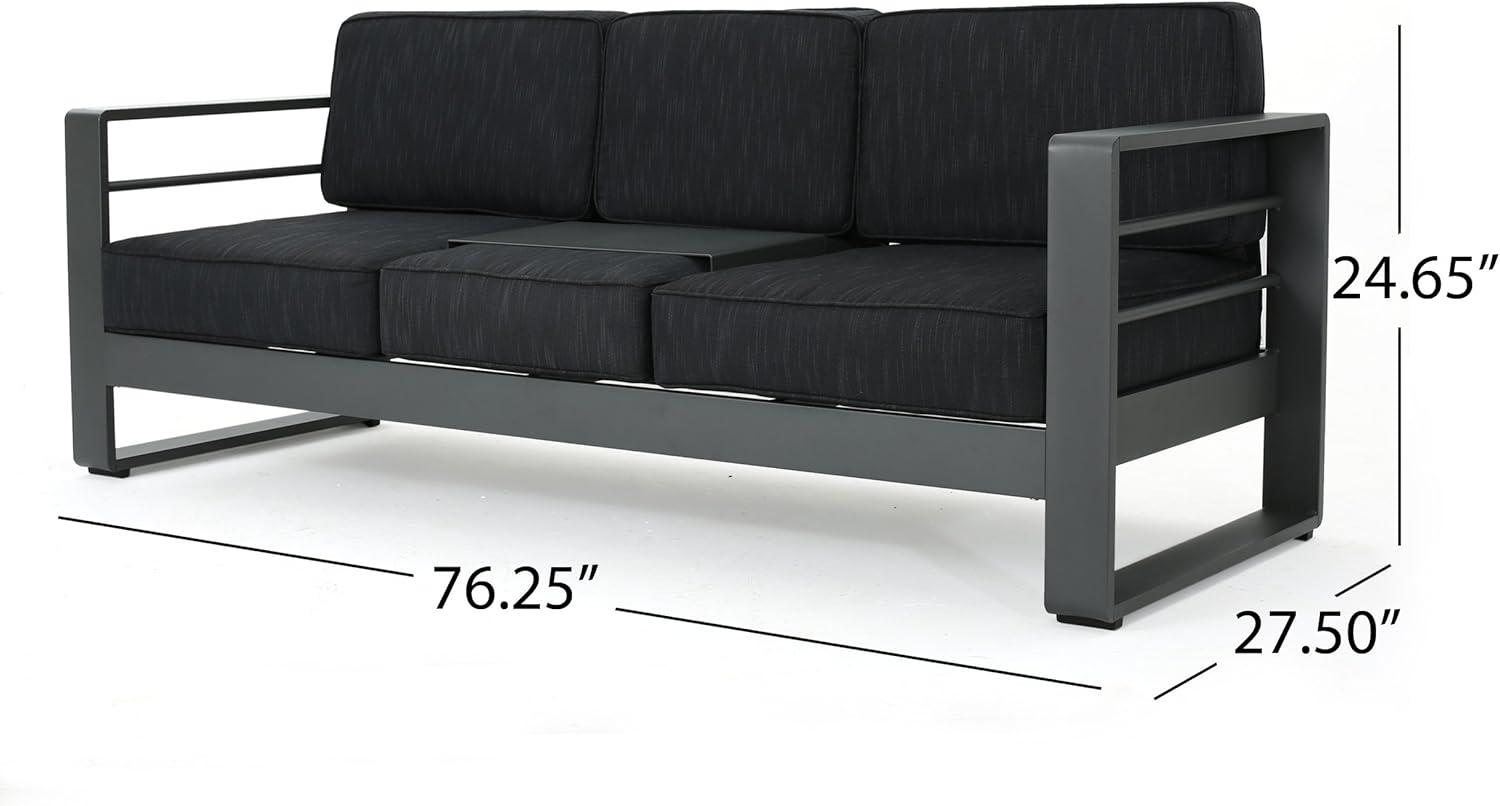 imageChristopher Knight Home Cape Coral Outdoor Grey Aluminum 5 Piece Conversation Set with Water Resistant Cushions