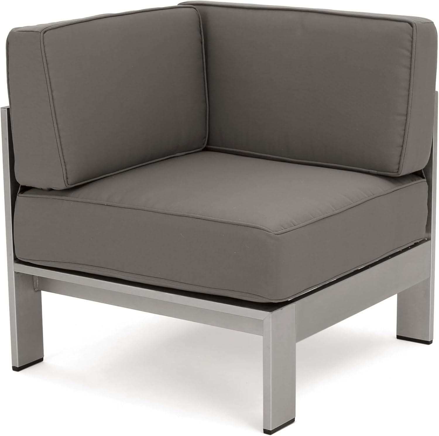 imageChristopher Knight Home Cape Coral Outdoor VShaped Sofa set with Fire Table Khaki Dark Grey
