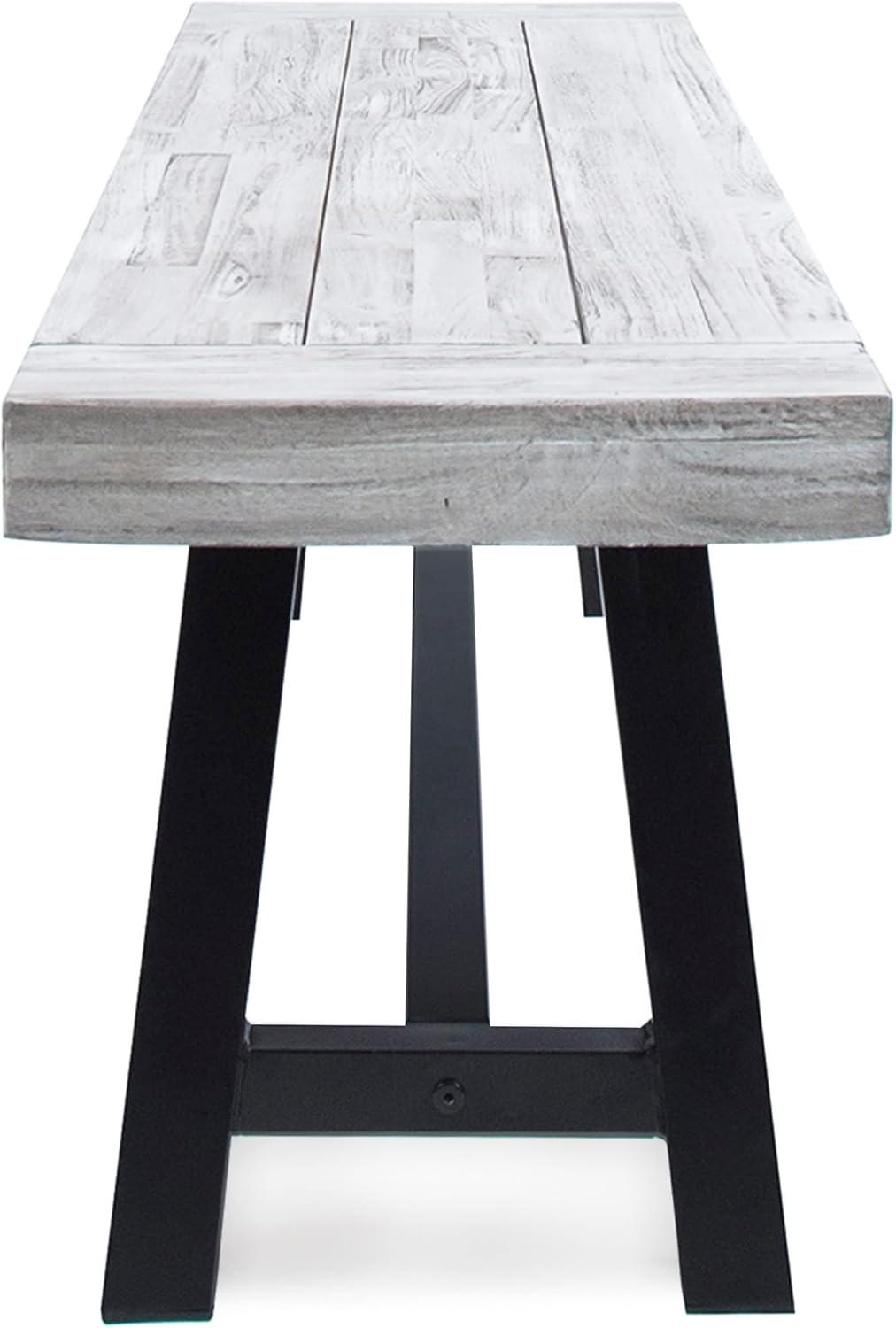 imageChristopher Knight Home Carlisle Outdoor Benches Acacia Wood Sandblasted Light GrayBlack Set of 2