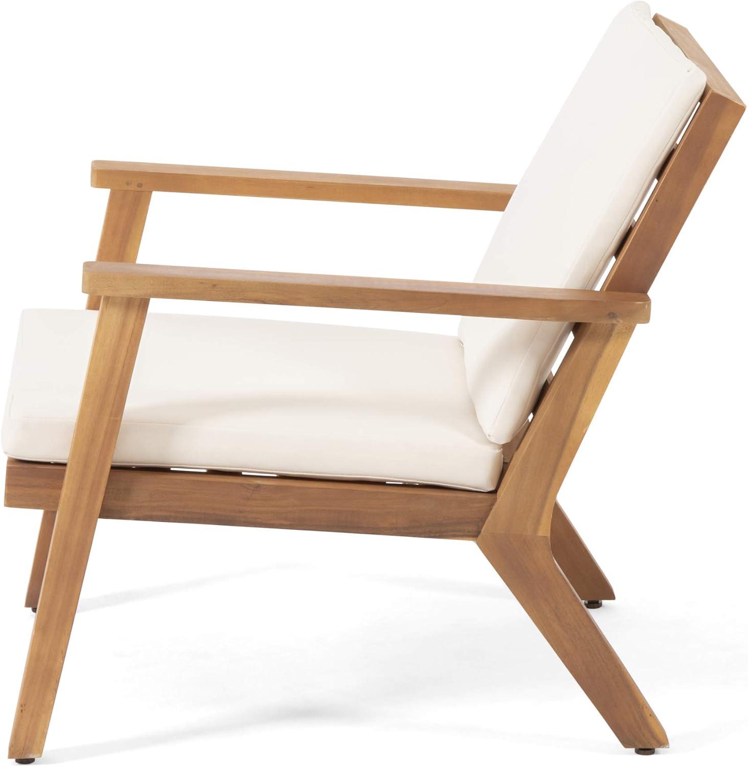 imageChristopher Knight Home Carlos Outdoor Acacia Wood Club Chairs with Cushions Set of 2 Brown Patina Finish CreamChairs