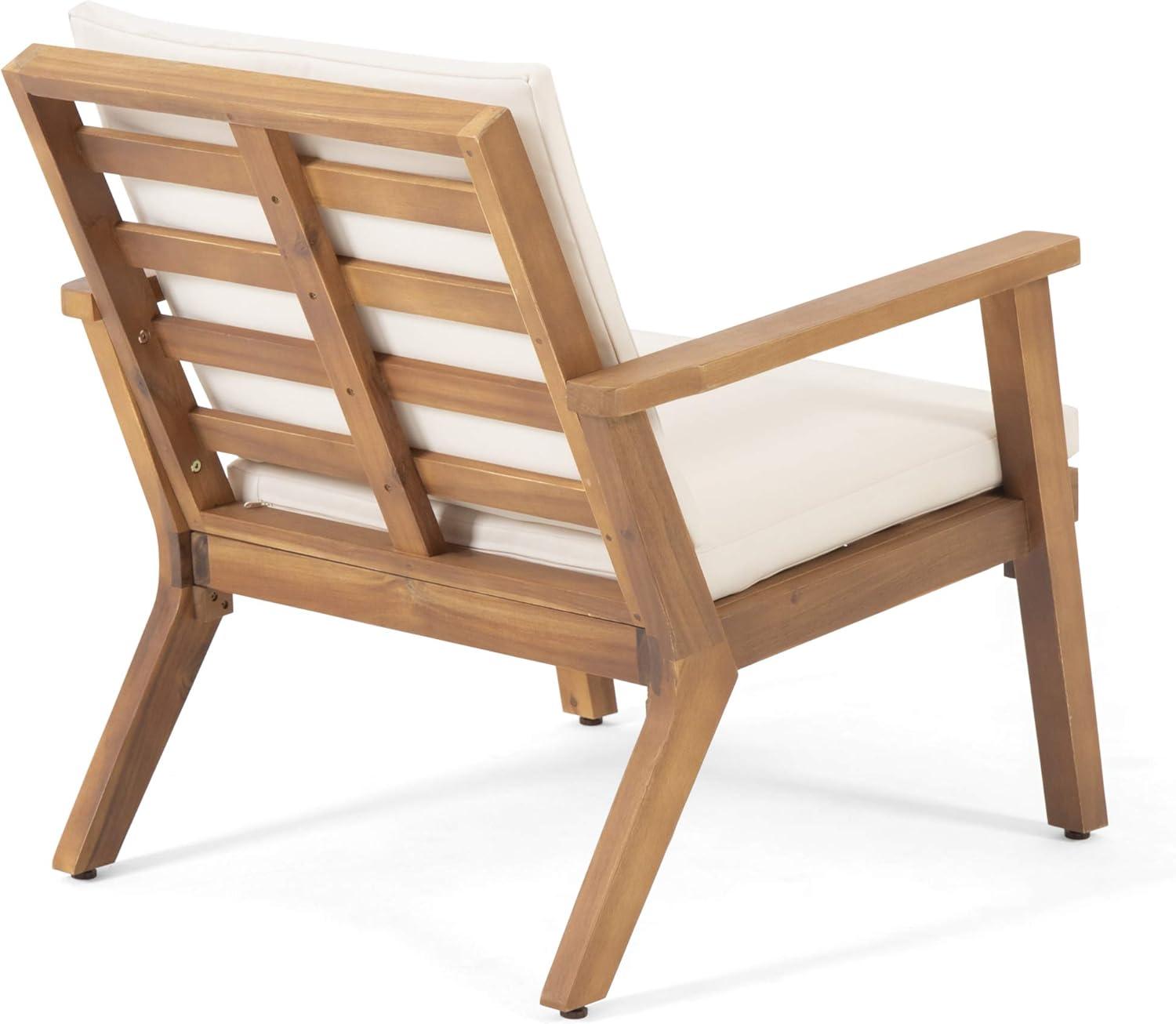 imageChristopher Knight Home Carlos Outdoor Acacia Wood Club Chairs with Cushions Set of 2 Brown Patina Finish CreamChairs
