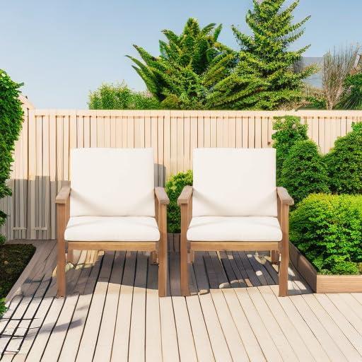 imageChristopher Knight Home Carlos Outdoor Acacia Wood Club Chairs with Cushions Set of 2 Brown Patina Finish CreamChairs