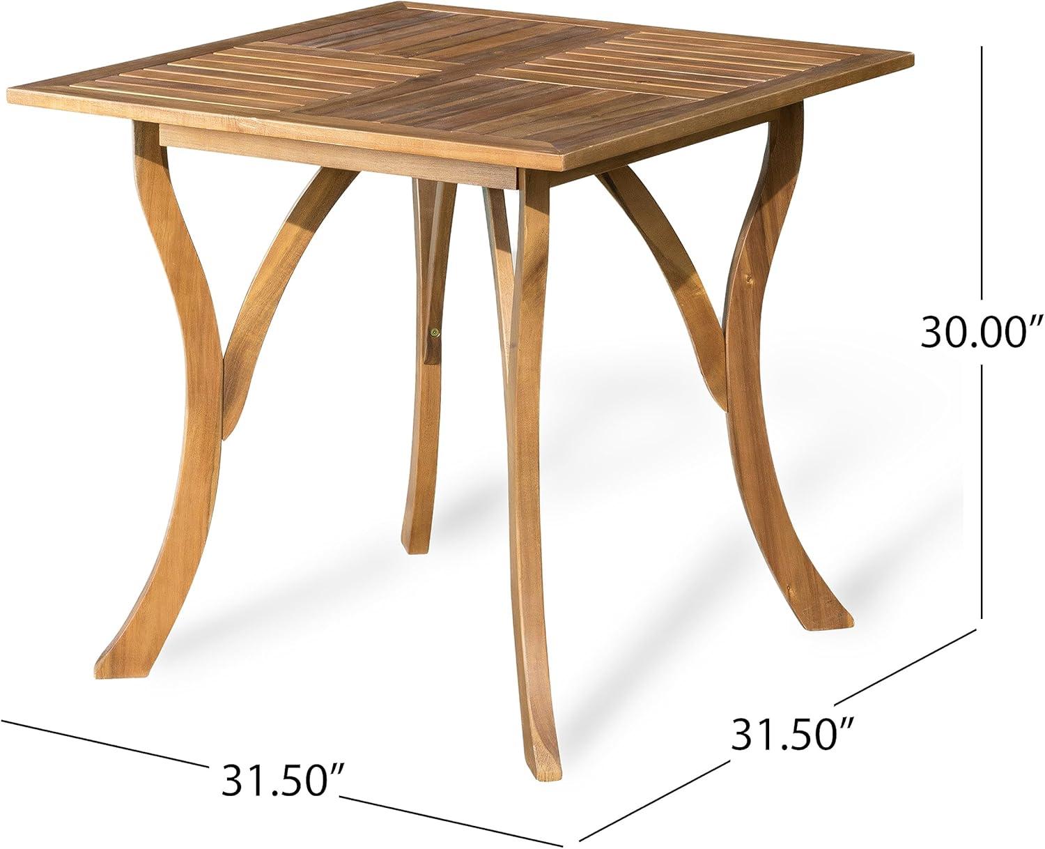 imageChristopher Knight Home Chaucer Outdoor Acacia Wood 4 Seater Square Dining Set with Mesh Seats Teak and Black