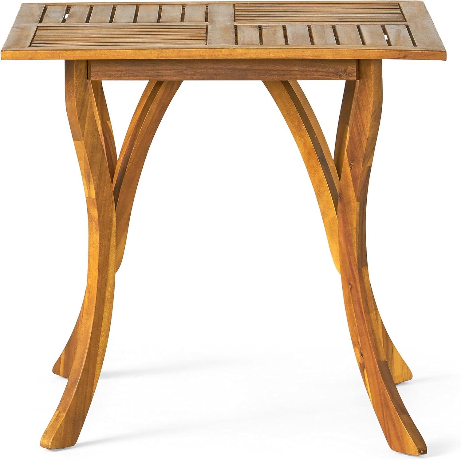 imageChristopher Knight Home Chaucer Outdoor Acacia Wood 4 Seater Square Dining Set with Mesh Seats Teak and Black