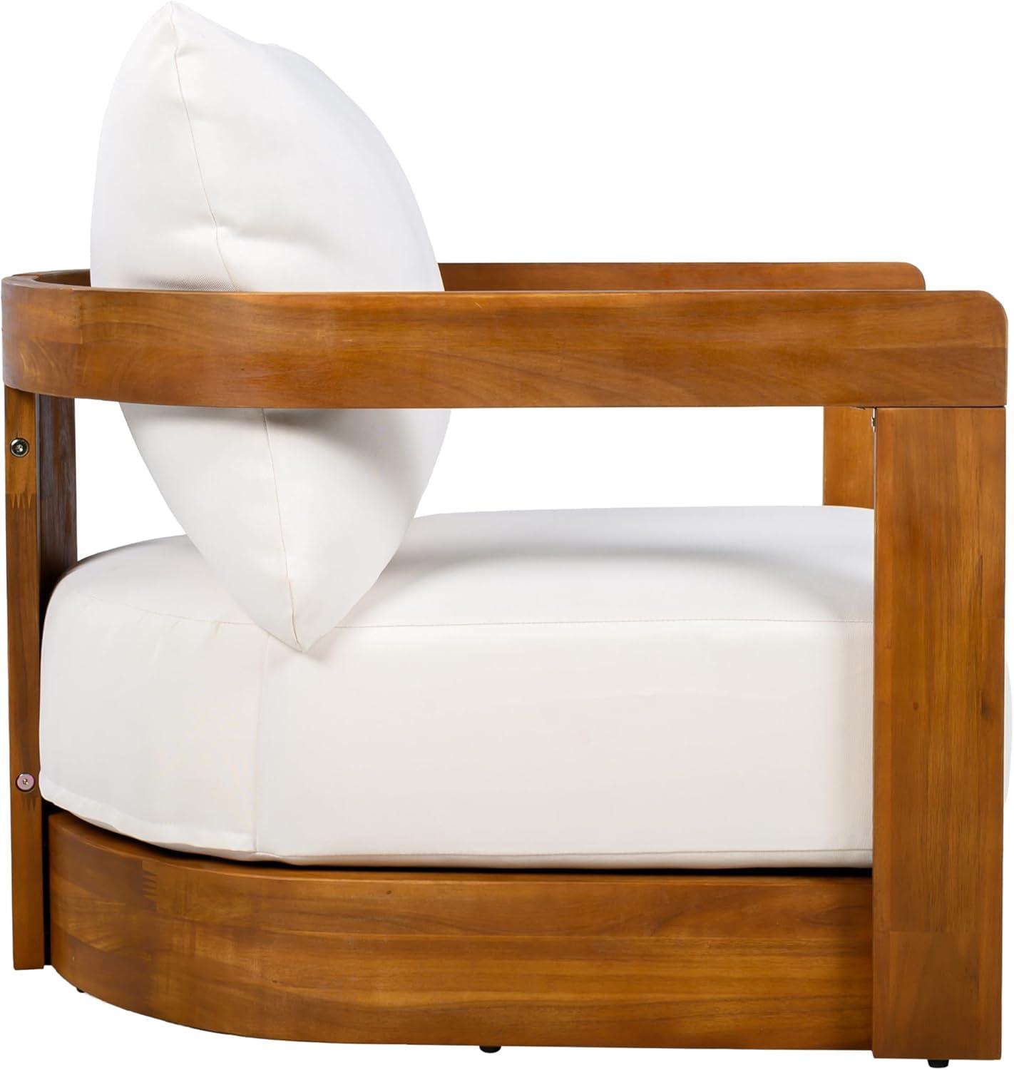 imageChristopher Knight Home Chloe Acacia Wood Lounge Chair Outdoor Set of 2 Curved Tub Design Accent Chairs with Weather Resistant Cushion Comfy Low Profile Reading Seating for Backyard Teak Beige