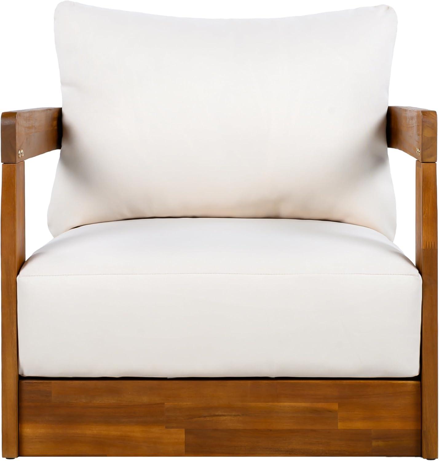imageChristopher Knight Home Chloe Acacia Wood Lounge Chair Outdoor Set of 2 Curved Tub Design Accent Chairs with Weather Resistant Cushion Comfy Low Profile Reading Seating for Backyard Teak Beige