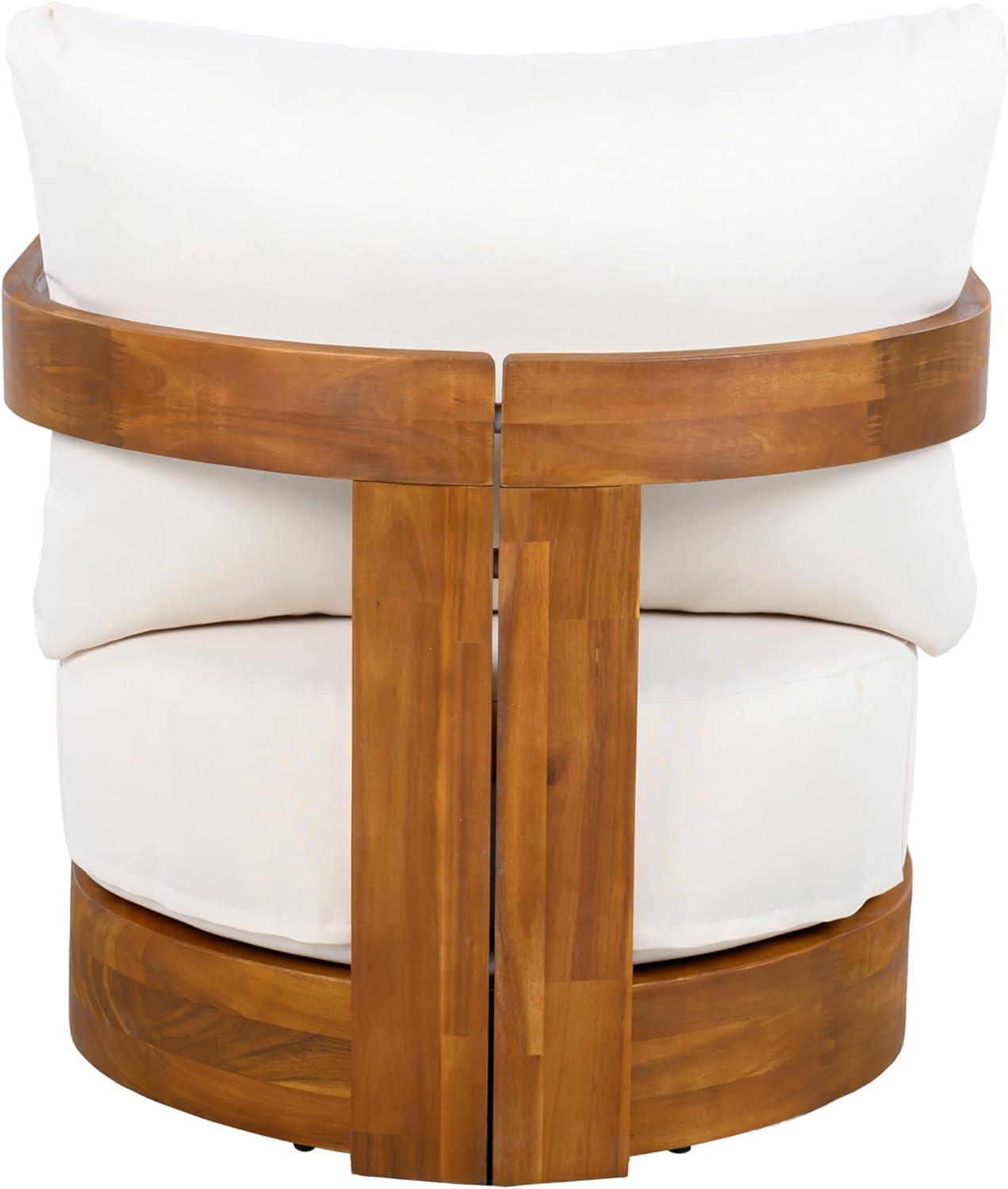 imageChristopher Knight Home Chloe Acacia Wood Lounge Chair Outdoor Set of 2 Curved Tub Design Accent Chairs with Weather Resistant Cushion Comfy Low Profile Reading Seating for Backyard Teak Beige
