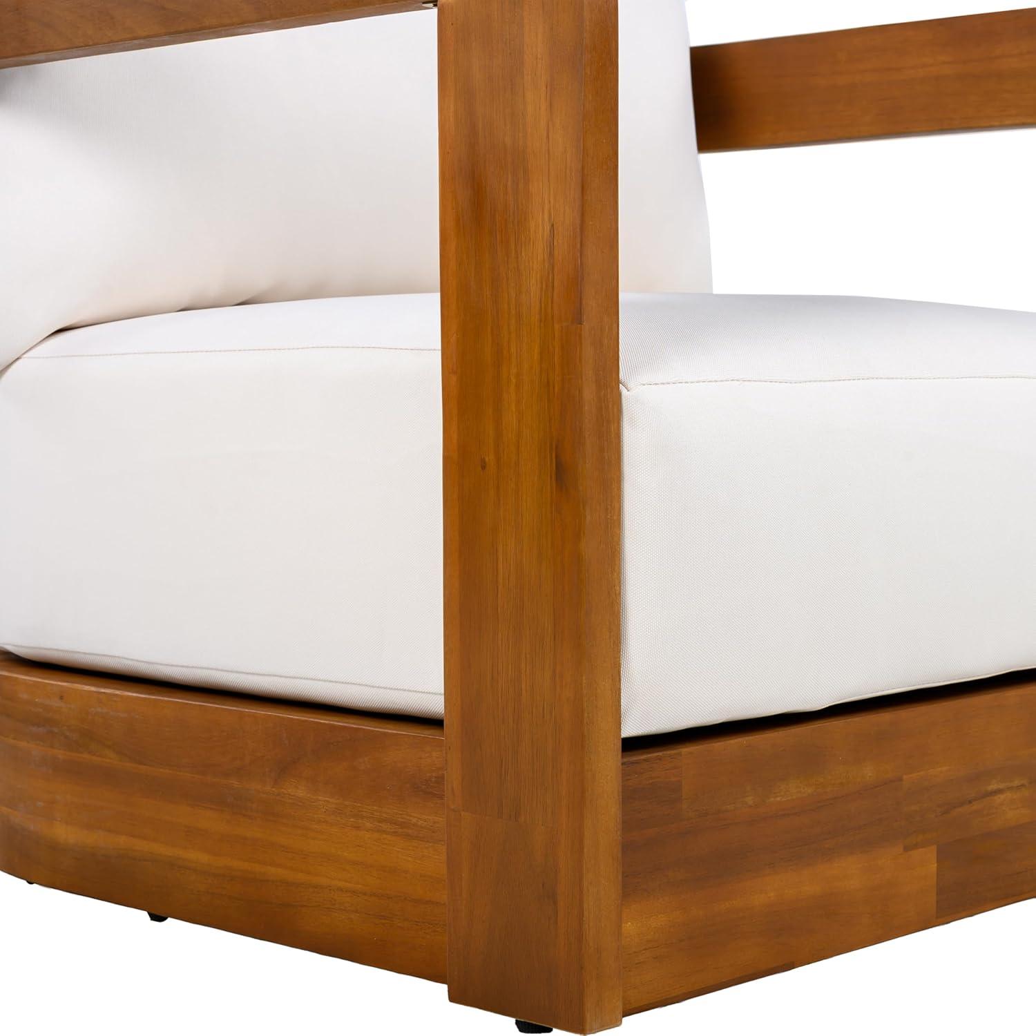 imageChristopher Knight Home Chloe Acacia Wood Lounge Chair Outdoor Set of 2 Curved Tub Design Accent Chairs with Weather Resistant Cushion Comfy Low Profile Reading Seating for Backyard Teak Beige
