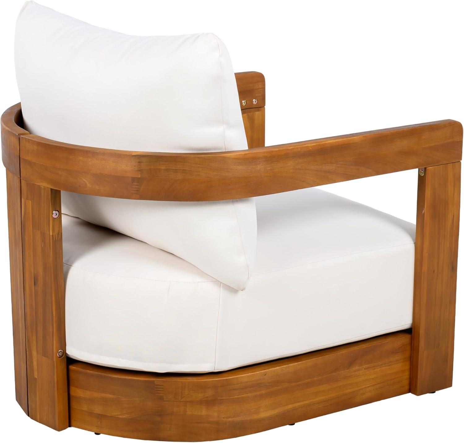 imageChristopher Knight Home Chloe Acacia Wood Lounge Chair Outdoor Set of 2 Curved Tub Design Accent Chairs with Weather Resistant Cushion Comfy Low Profile Reading Seating for Backyard Teak Beige