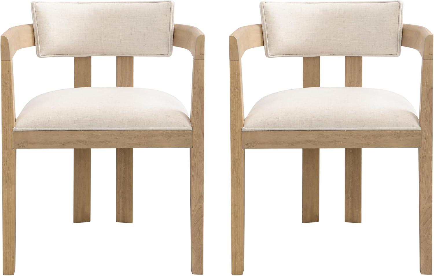 imageChristopher Knight Home Chowy 7 Piece Dining Set with Chairs Wooden Dining Table Set for 6 Spacious Kitchen Table with Pillar Leg Comfy Upholstered Curved Back Armchairs Beige Light Natural