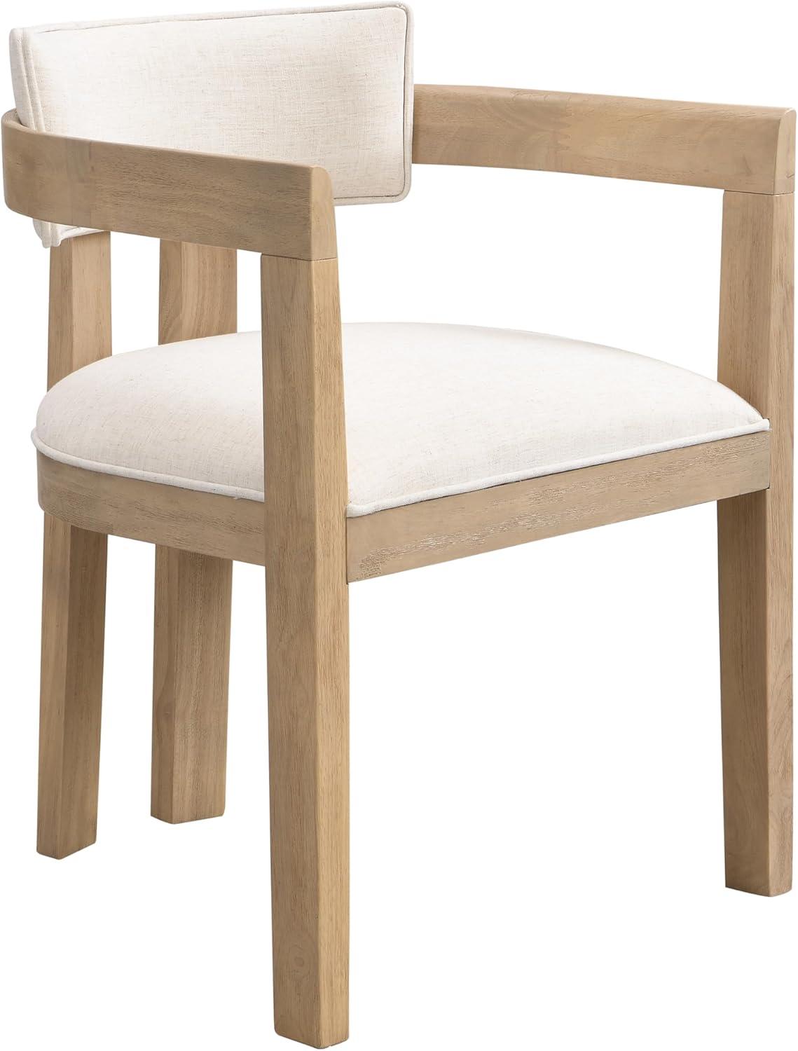 imageChristopher Knight Home Chowy 7 Piece Dining Set with Chairs Wooden Dining Table Set for 6 Spacious Kitchen Table with Pillar Leg Comfy Upholstered Curved Back Armchairs Beige Light Natural